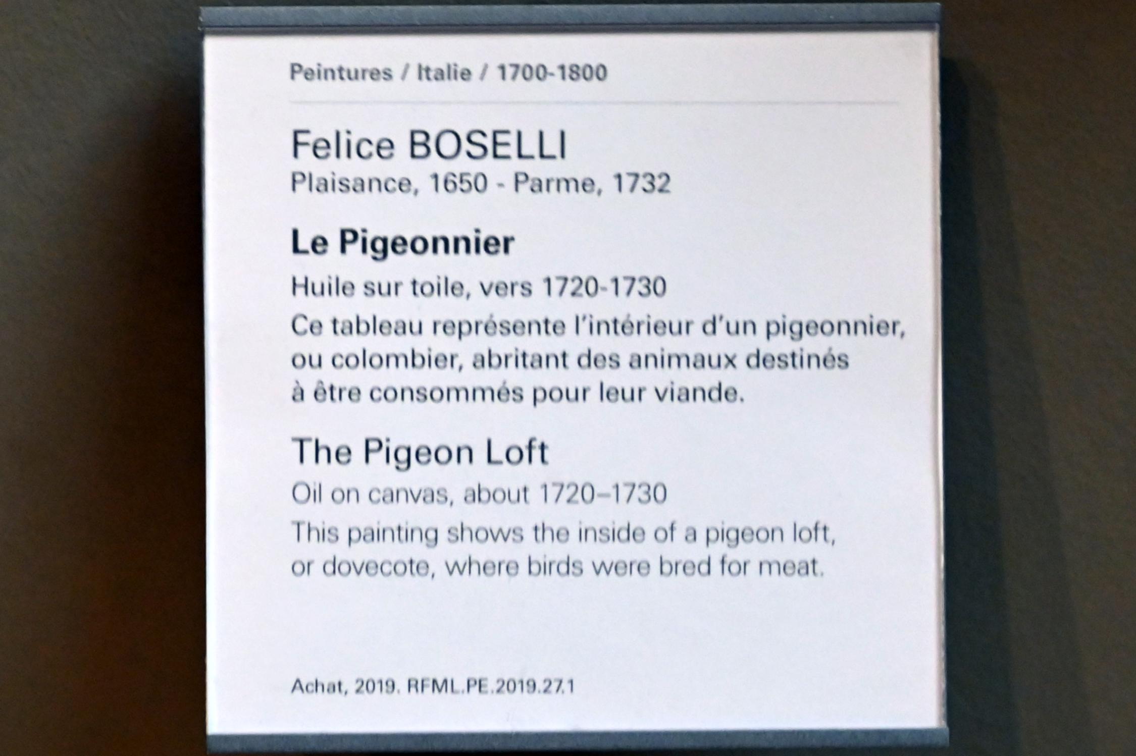 Felice Boselli (1725), Der Taubenschlag, Paris, Musée du Louvre, Saal 718, um 1720–1730, Bild 2/2