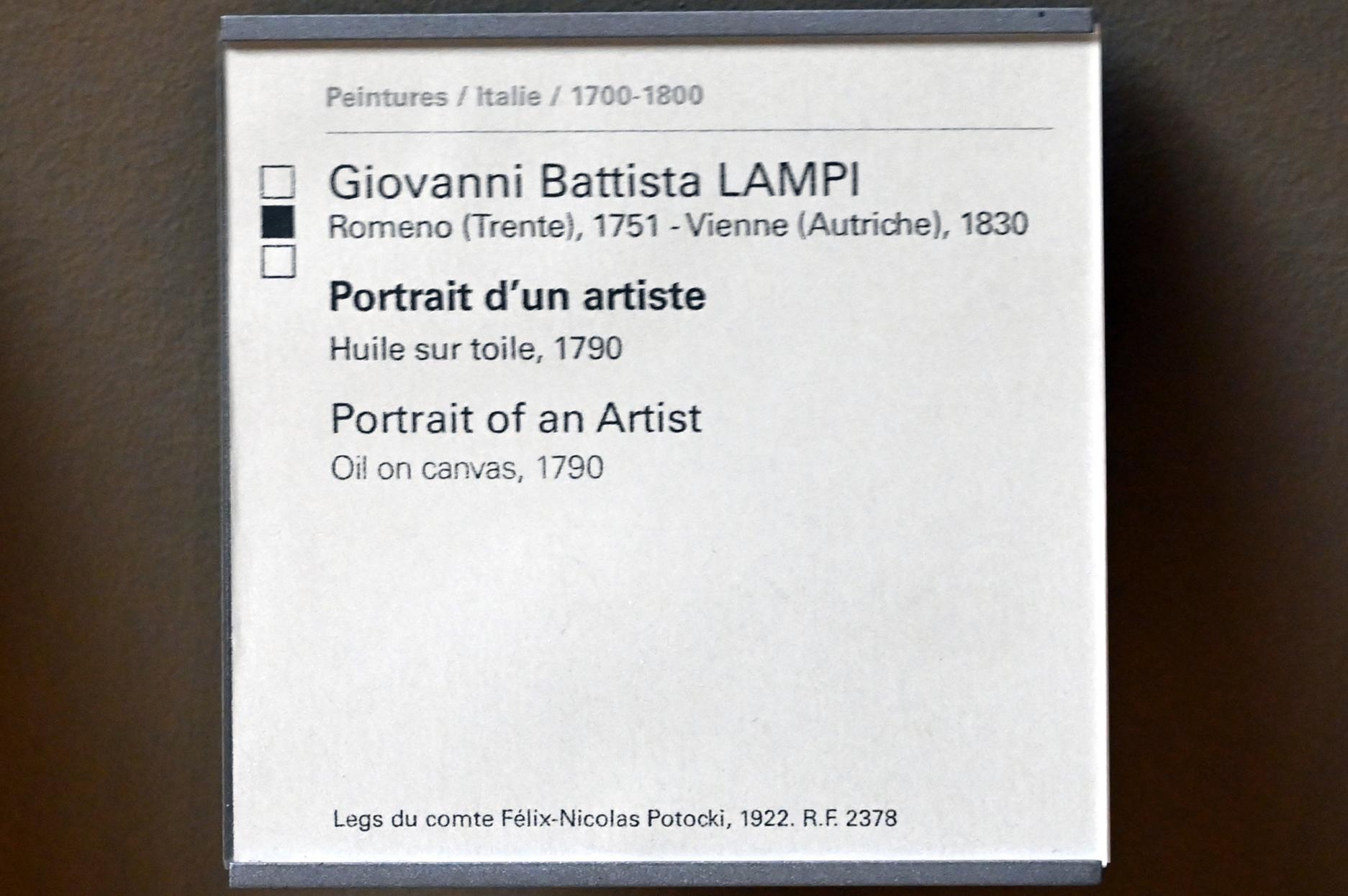 Johann Baptist Lampi der Ältere (1780–1809), Porträt eines Künstlers, Paris, Musée du Louvre, Saal 718, 1790, Bild 2/2