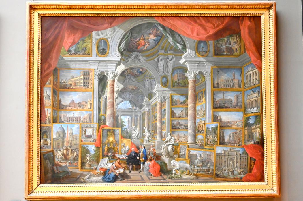 Giovanni Paolo Pannini (1722–1759), Bildergalerie des modernen Rom, Paris, Musée du Louvre, Saal 718, 1759