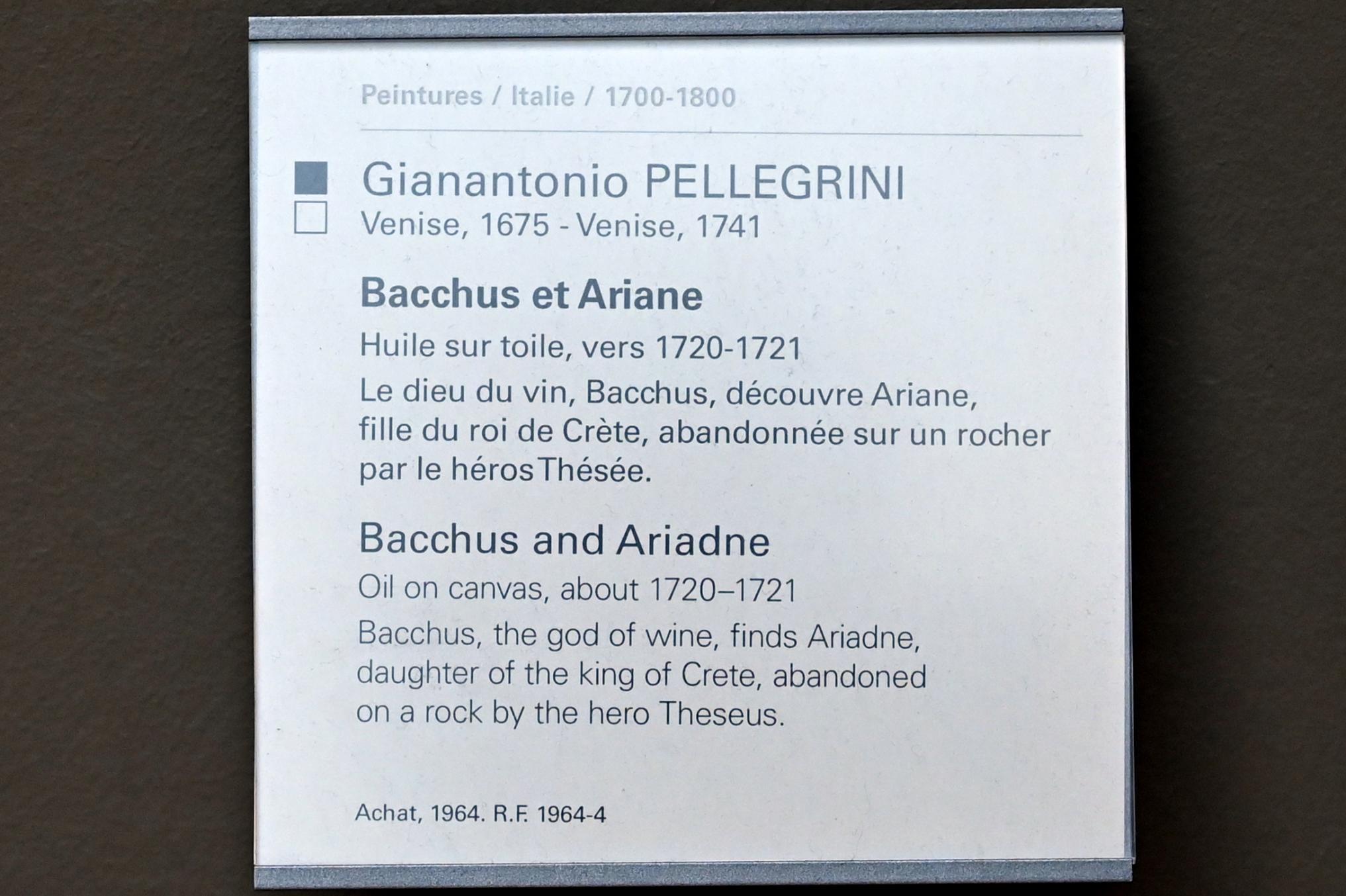 Giovanni Antonio Pellegrini (1710–1736), Bacchus und Ariane, Paris, Musée du Louvre, Saal 718, um 1720–1721, Bild 2/2