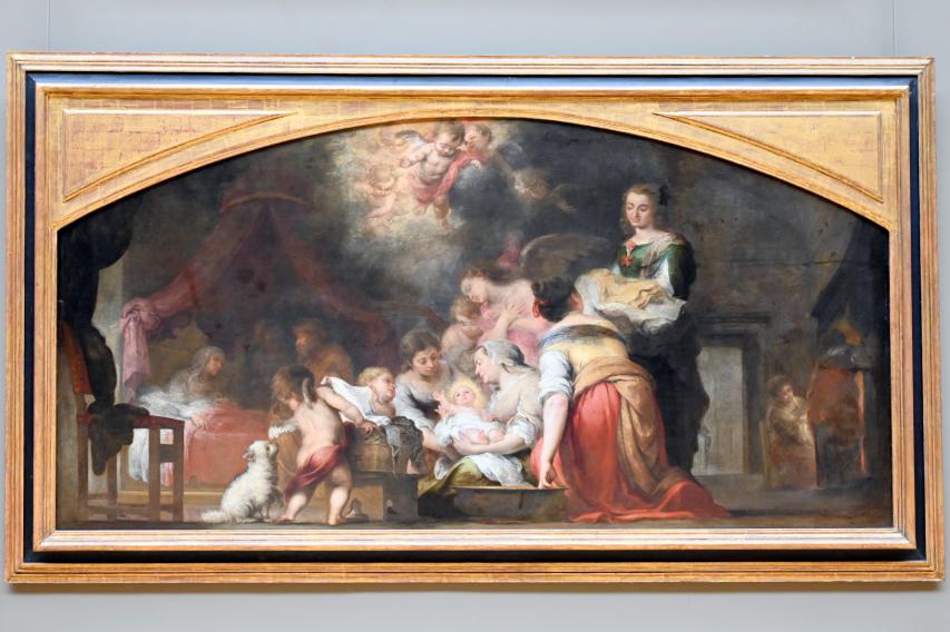 Bartolomé Esteban Murillo (1645–1678), Die Geburt der Jungfrau, Sevilla, Kathedrale Santa María de la Sede, jetzt Paris, Musée du Louvre, Saal 718, 1661