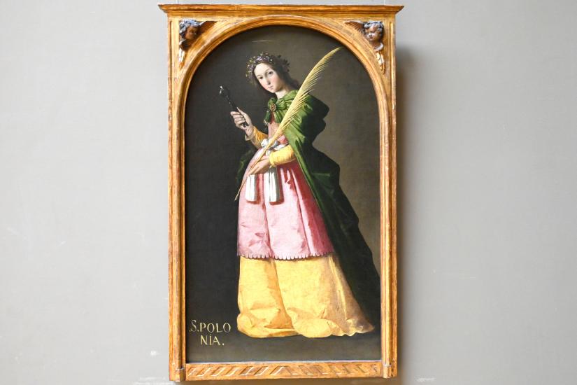 Francisco de Zurbarán y Salazar (1628–1661), Heilige Apollonia, Sevilla, ehem. Kirche La Merced Descalza, jetzt Paris, Musée du Louvre, Saal 718, um 1636–1640