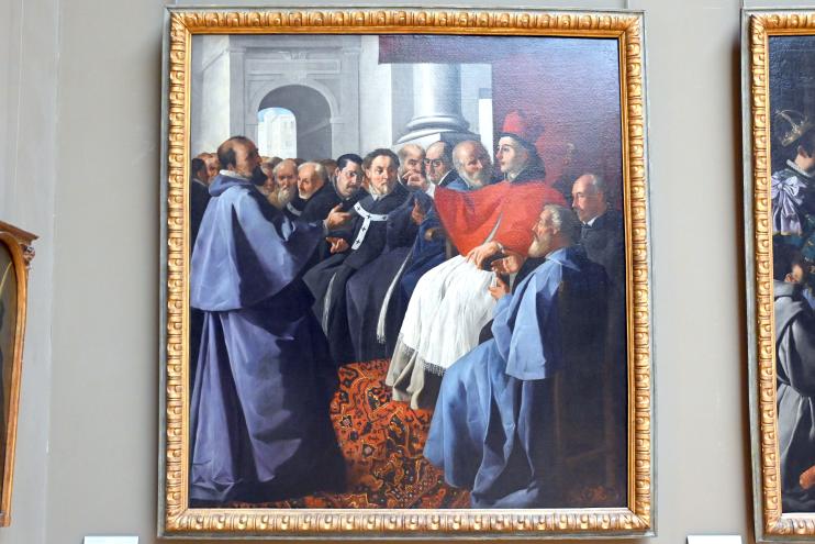 Francisco de Zurbarán y Salazar (1628–1661), Der Heilige Bonaventura beim Konzil von Lyon, Sevilla, Colegio de San Buenaventura, jetzt Paris, Musée du Louvre, Saal 718, 1629