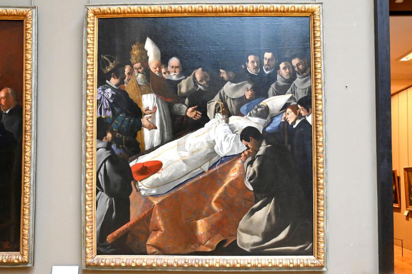 Francisco de Zurbarán y Salazar (1628–1661), Aufbahrung des Heiligen Bonaventura, Sevilla, Colegio de San Buenaventura, jetzt Paris, Musée du Louvre, Saal 718, 1629