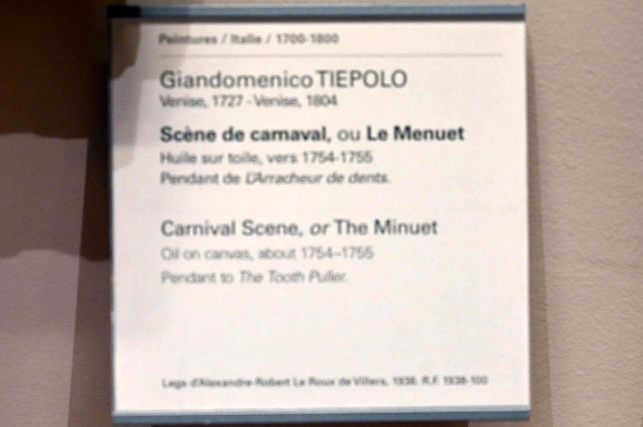 Giovanni Domenico Tiepolo (1743–1785), Karnevalsszene (Das Menuett), Paris, Musée du Louvre, Saal 725, um 1754–1755, Bild 2/2