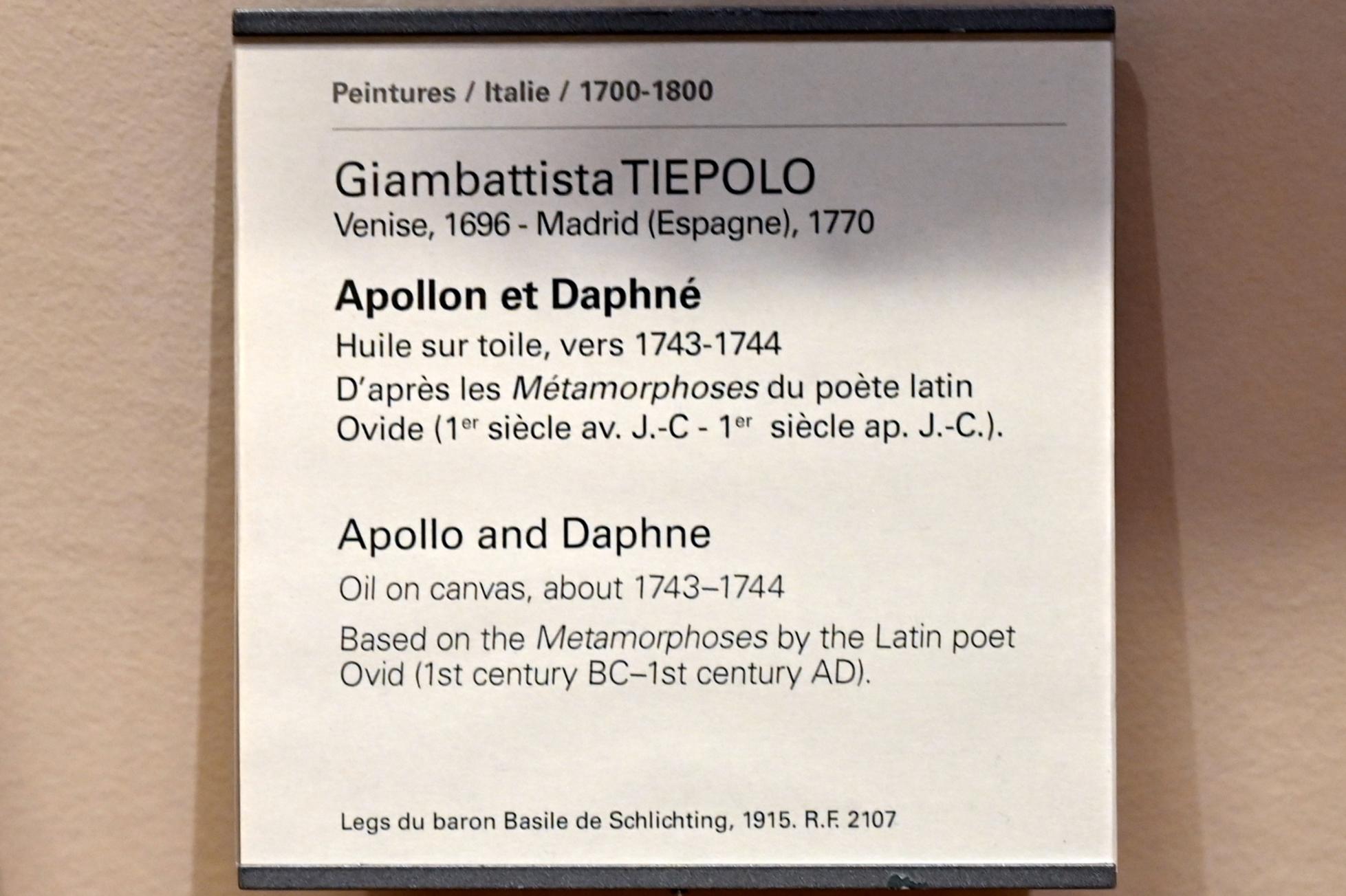 Giovanni Battista Tiepolo (1715–1785), Apollo und Daphne, Paris, Musée du Louvre, Saal 725, um 1743–1744, Bild 2/2