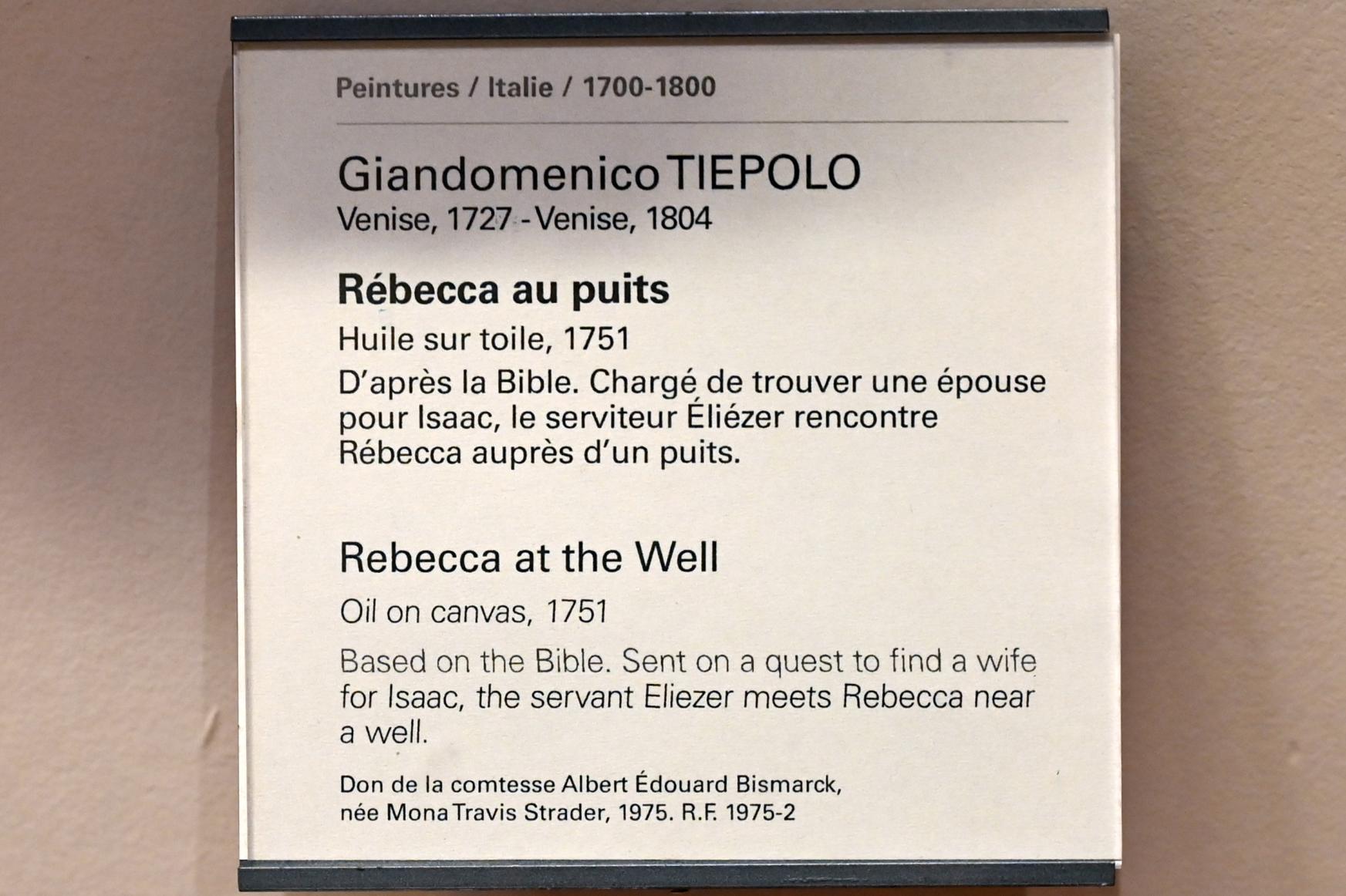 Giovanni Domenico Tiepolo (1743–1785), Rebekka am Brunnen, Paris, Musée du Louvre, Saal 725, 1751, Bild 2/2