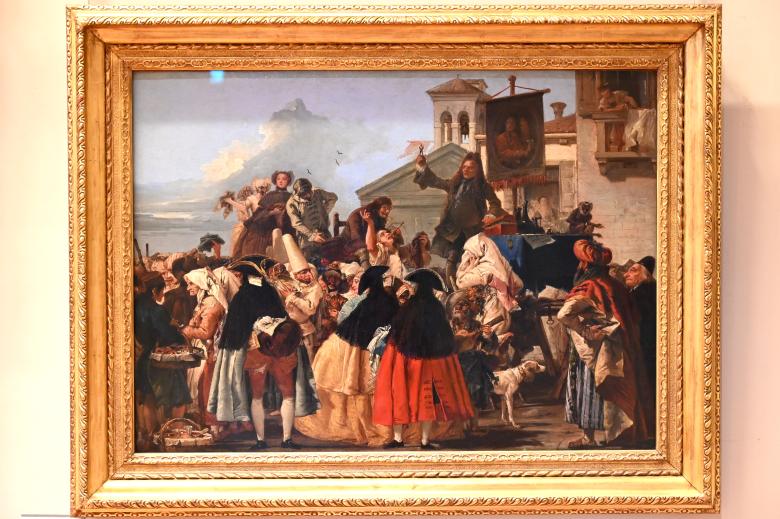 Giovanni Domenico Tiepolo (1743–1785), Der Scharlatan (Der Zahnzieher), Paris, Musée du Louvre, Saal 725, um 1754–1755, Bild 1/2