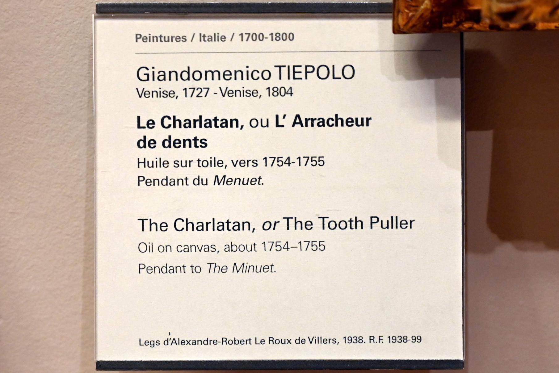 Giovanni Domenico Tiepolo (1743–1785), Der Scharlatan (Der Zahnzieher), Paris, Musée du Louvre, Saal 725, um 1754–1755, Bild 2/2