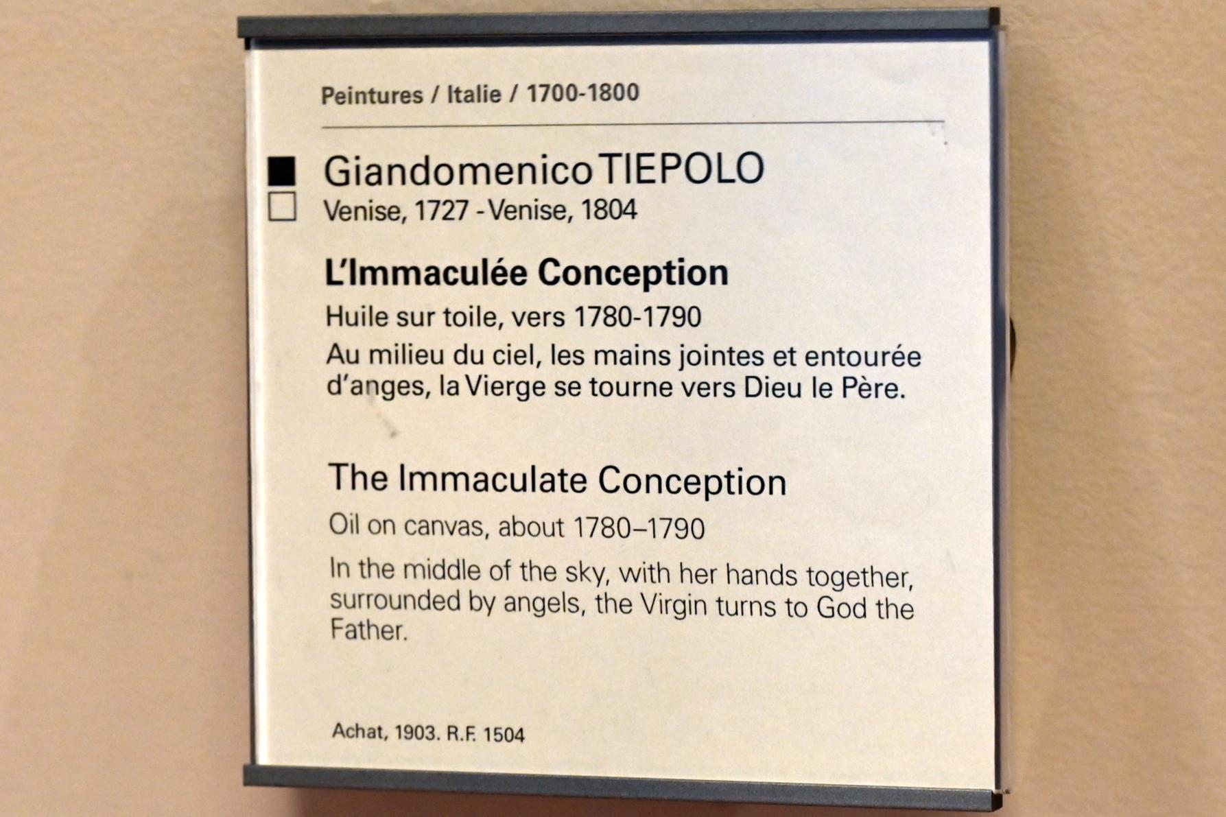 Giovanni Domenico Tiepolo (1743–1785), Die Unbefleckte Empfängnis, Paris, Musée du Louvre, Saal 725, um 1780–1790, Bild 2/2