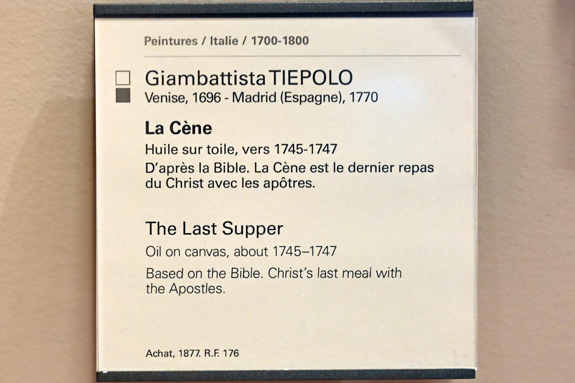 Giovanni Battista Tiepolo (1715–1785), Das letzte Abendmahl, Paris, Musée du Louvre, Saal 725, um 1745–1747, Bild 2/2