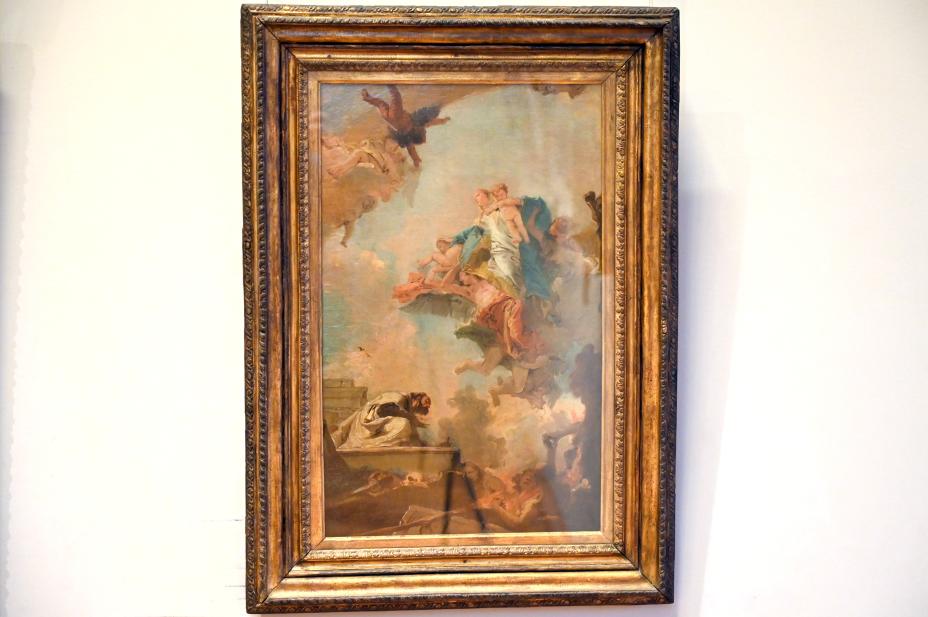 Giovanni Battista Tiepolo (1715–1785), Die Jungfrau vom Karmel erscheint dem heiligen Simon Stock, Paris, Musée du Louvre, Saal 725, um 1746–1749, Bild 1/2