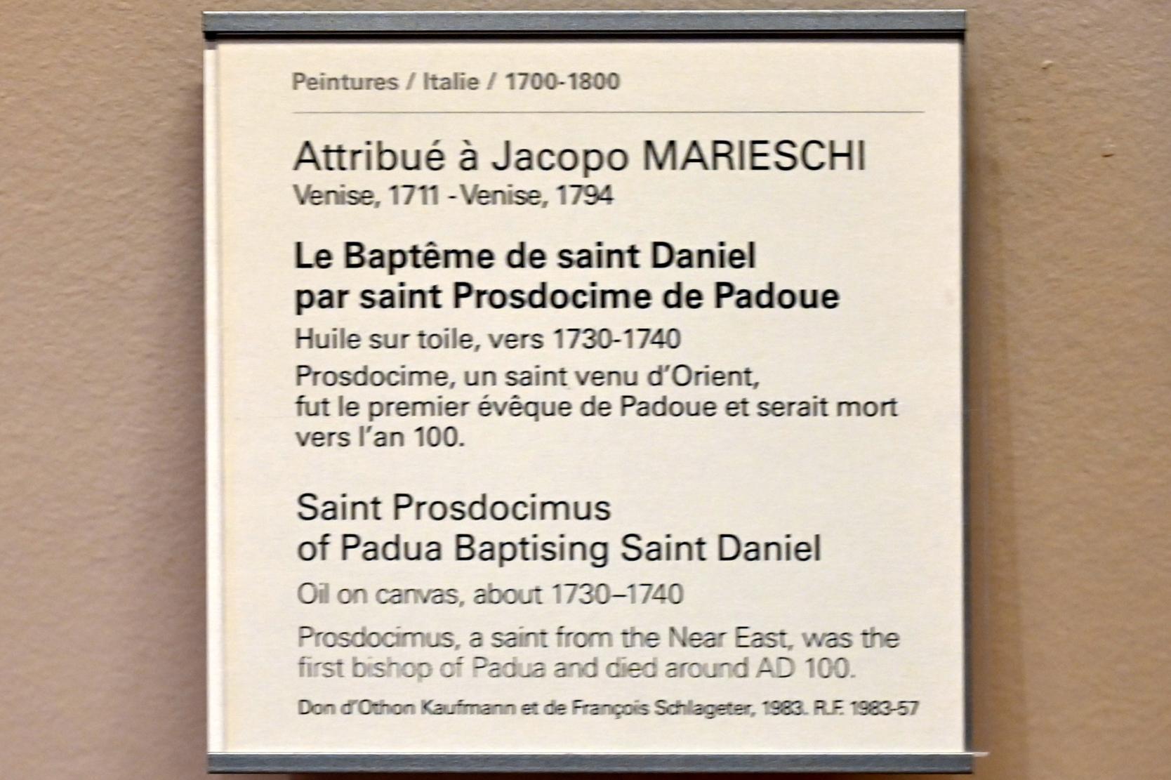Jacopo Marieschi (1735), Die Taufe des Heiligen Daniel durch den Heiligen Prosdocimius von Padua, Paris, Musée du Louvre, Saal 724, um 1730–1740, Bild 2/2