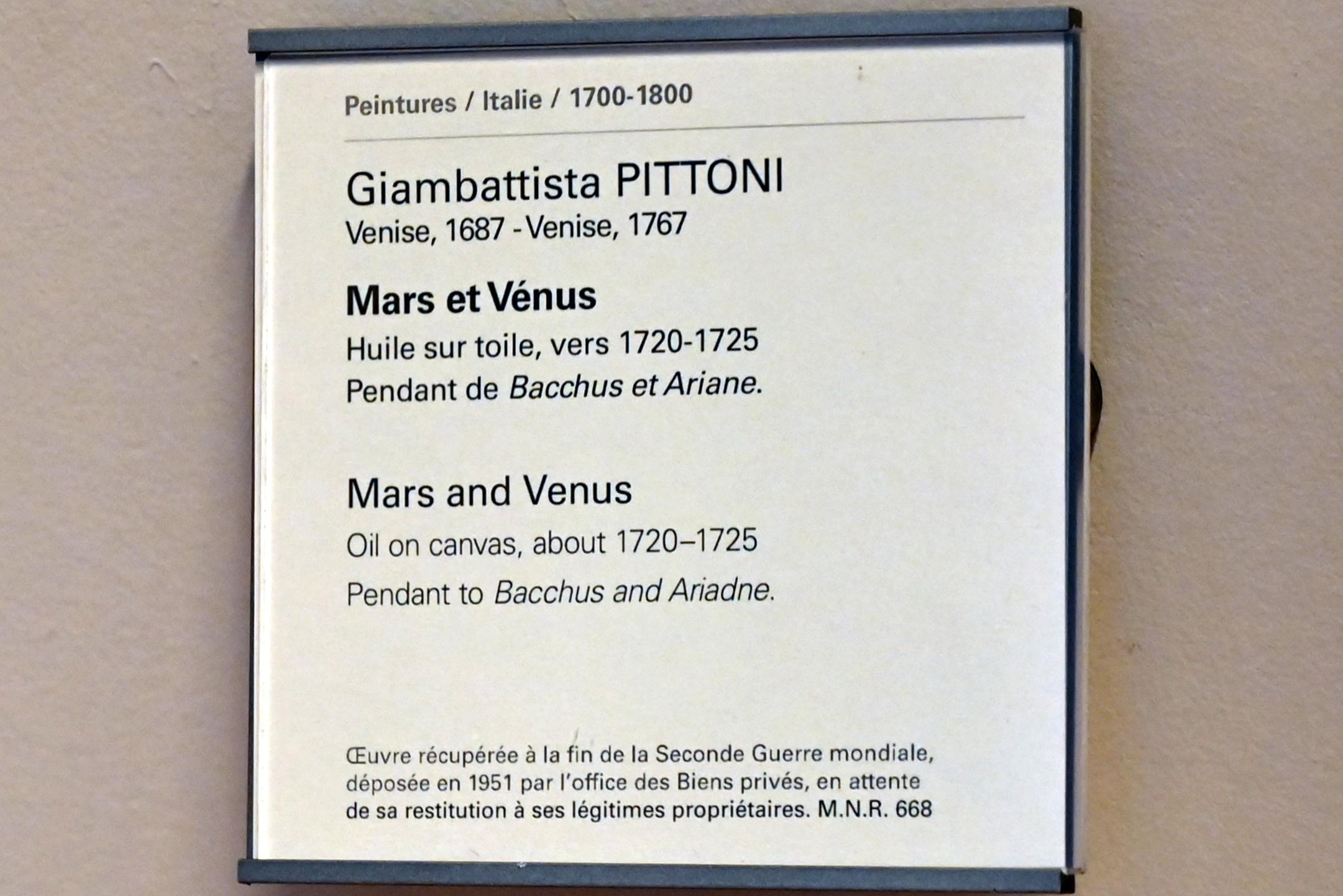 Giovanni Battista Pittoni (1722–1748), Mars und Venus, Paris, Musée du Louvre, Saal 724, um 1720–1725, Bild 2/2