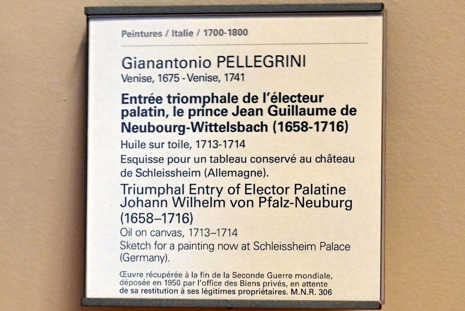 Giovanni Antonio Pellegrini (1710–1736), Triumphzug des Kurfürsten von der Pfalz, Johann Wilhelm von Pfalz-Neuburg (1658-1716), Paris, Musée du Louvre, Saal 724, 1713–1714, Bild 2/2