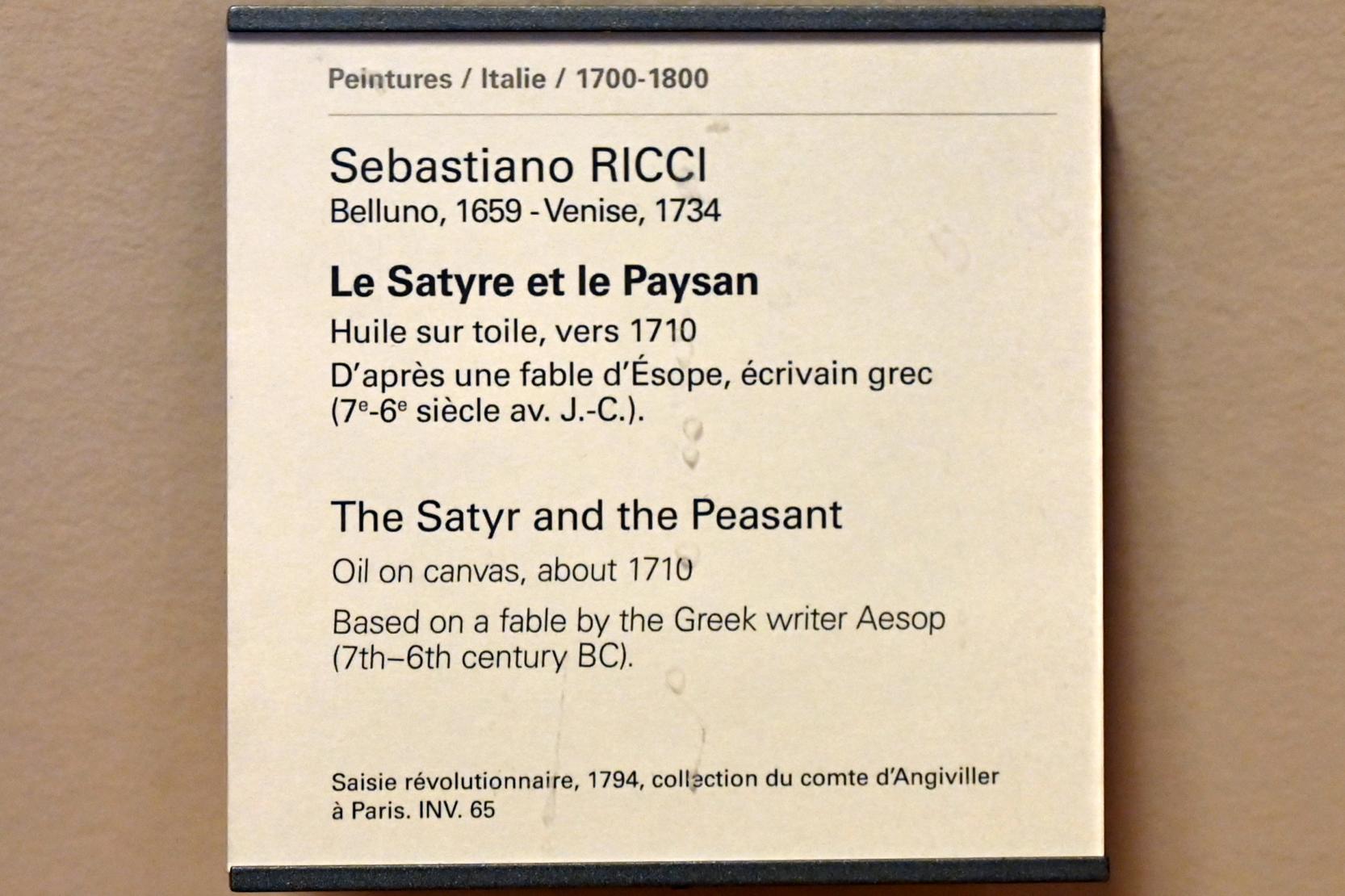 Sebastiano Ricci (1692–1733), Der Satyr und der Bauer, Paris, Musée du Louvre, Saal 724, um 1710, Bild 2/2