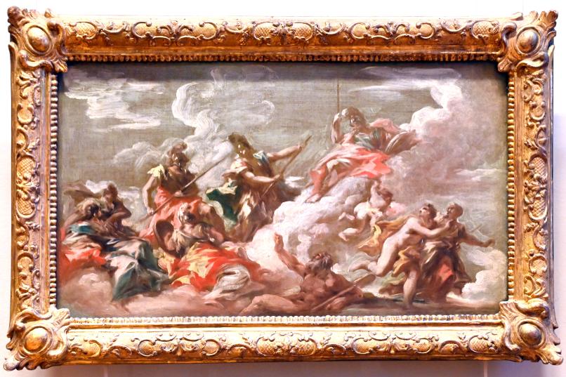 Giovanni Antonio Pellegrini (1710–1736), Die Schlacht zwischen Deutschland und Frankreich um die Eroberung des Rheins, Mannheimer Residenz, jetzt Paris, Musée du Louvre, Saal 724, um 1736–1737