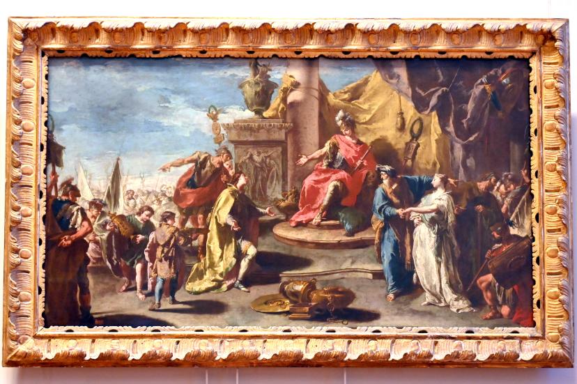Giovanni Battista Pittoni (1722–1748), Die Enthaltsamkeit Scipios, Paris, Musée du Louvre, Saal 724, um 1732–1735, Bild 1/2