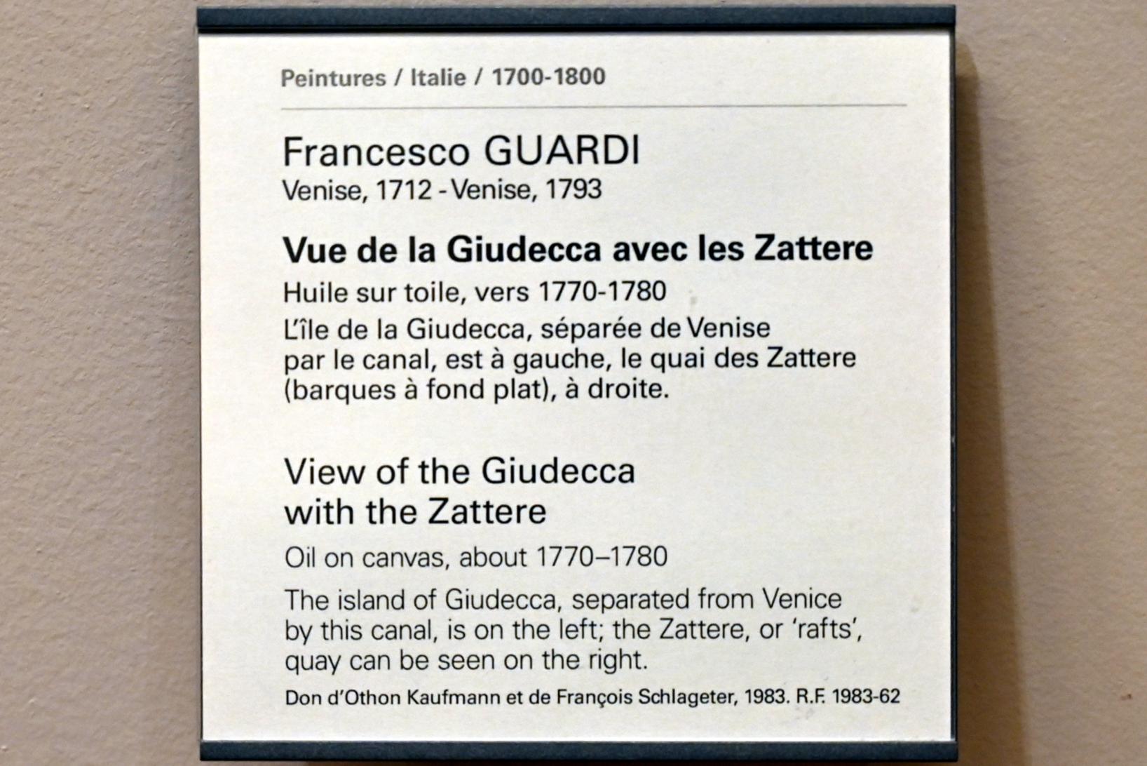 Francesco Guardi (1755–1790), Blick auf die Giudecca mit dem Zattere, Paris, Musée du Louvre, Saal 723, um 1770–1780, Bild 2/2