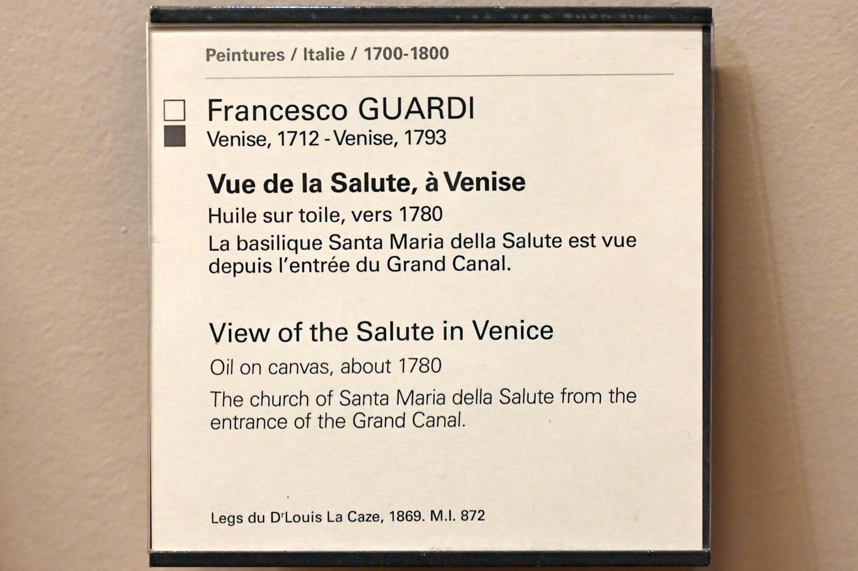 Francesco Guardi (1755–1790), Blick auf Santa Maria della Salute in Venedig, Paris, Musée du Louvre, Saal 723, um 1780, Bild 2/2