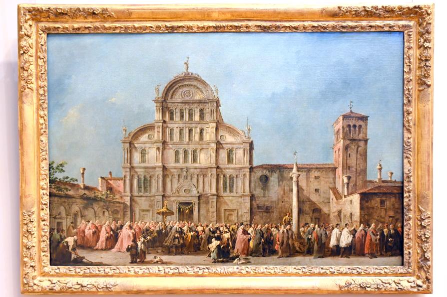 Francesco Guardi (1755–1790), Prozession des Dogen von Venedig zur Kirche San Zaccaria am Ostersonntag, Paris, Musée du Louvre, Saal 723, um 1770–1780