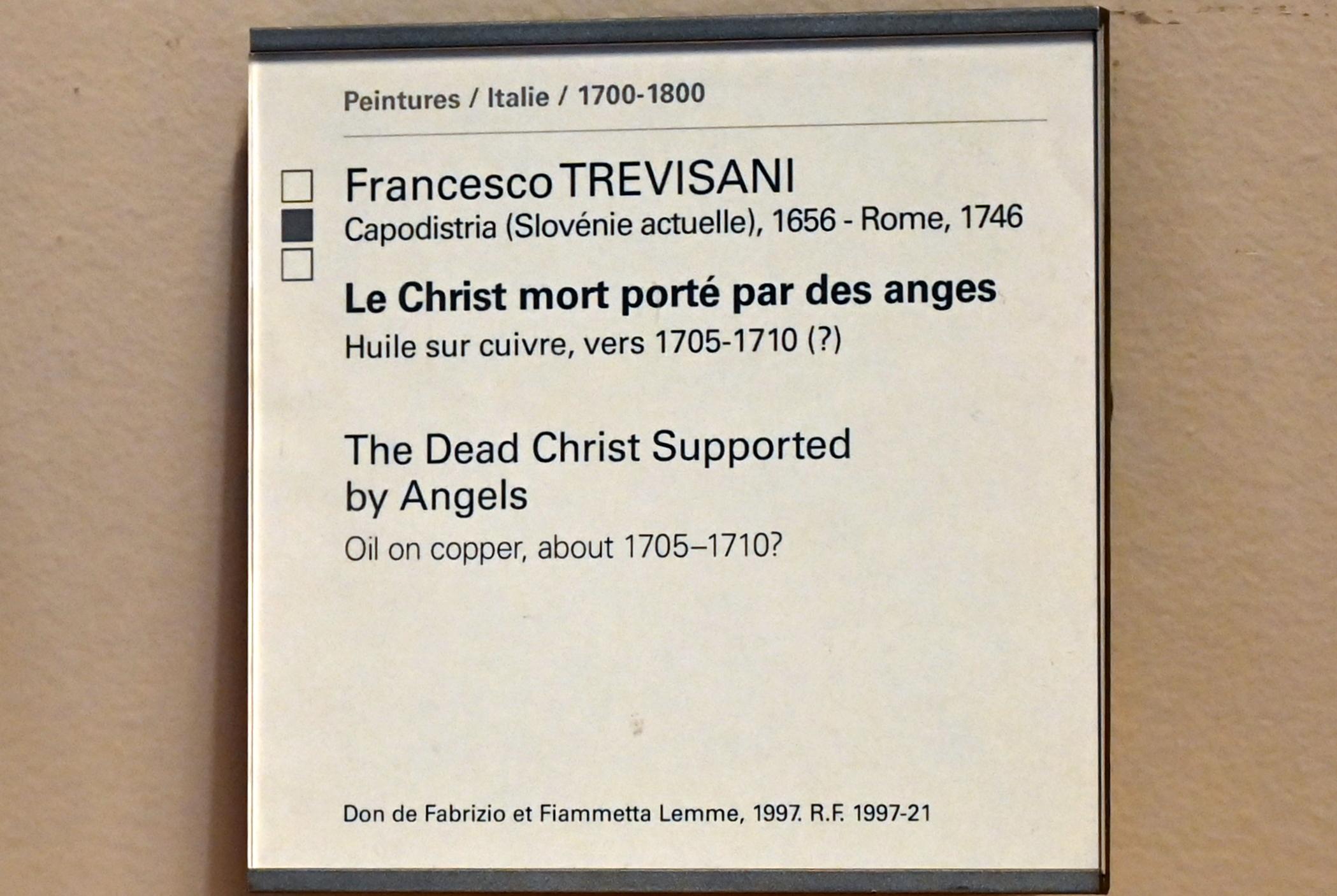 Francesco Trevisani (1705–1737), Der tote Christus, gestützt von Engeln, Paris, Musée du Louvre, Saal 722, um 1705–1710, Bild 2/2