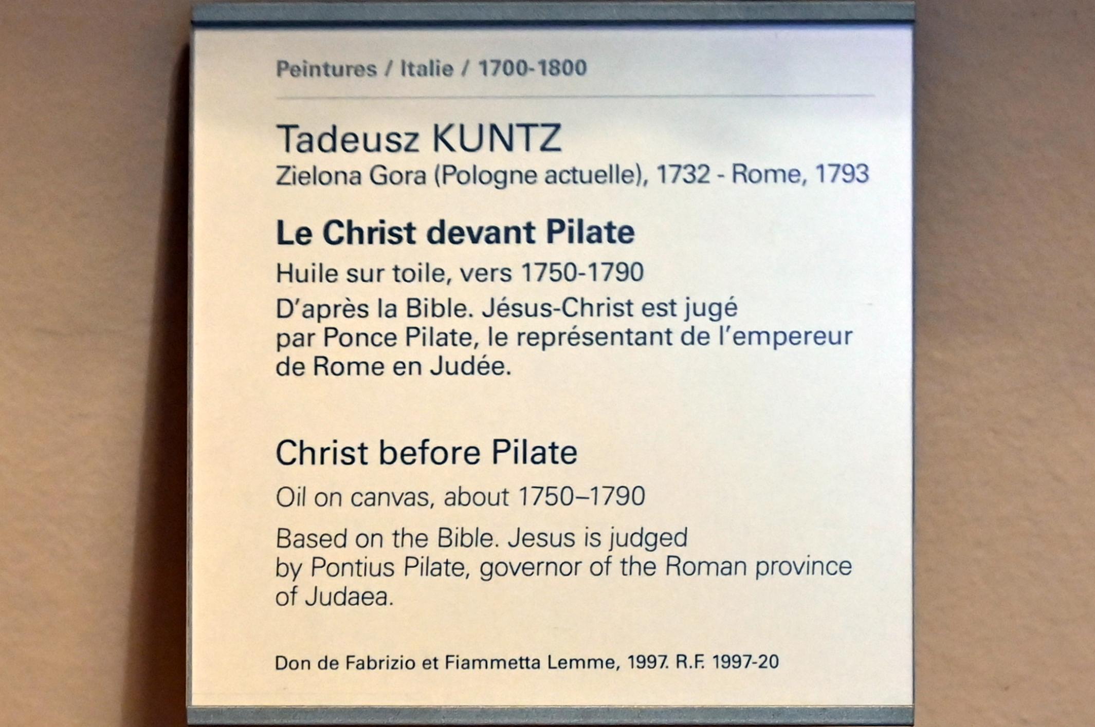 Tadeusz Kuntze (1756–1770), Christus vor Pilatus, Paris, Musée du Louvre, Saal 722, um 1750–1790, Bild 2/2