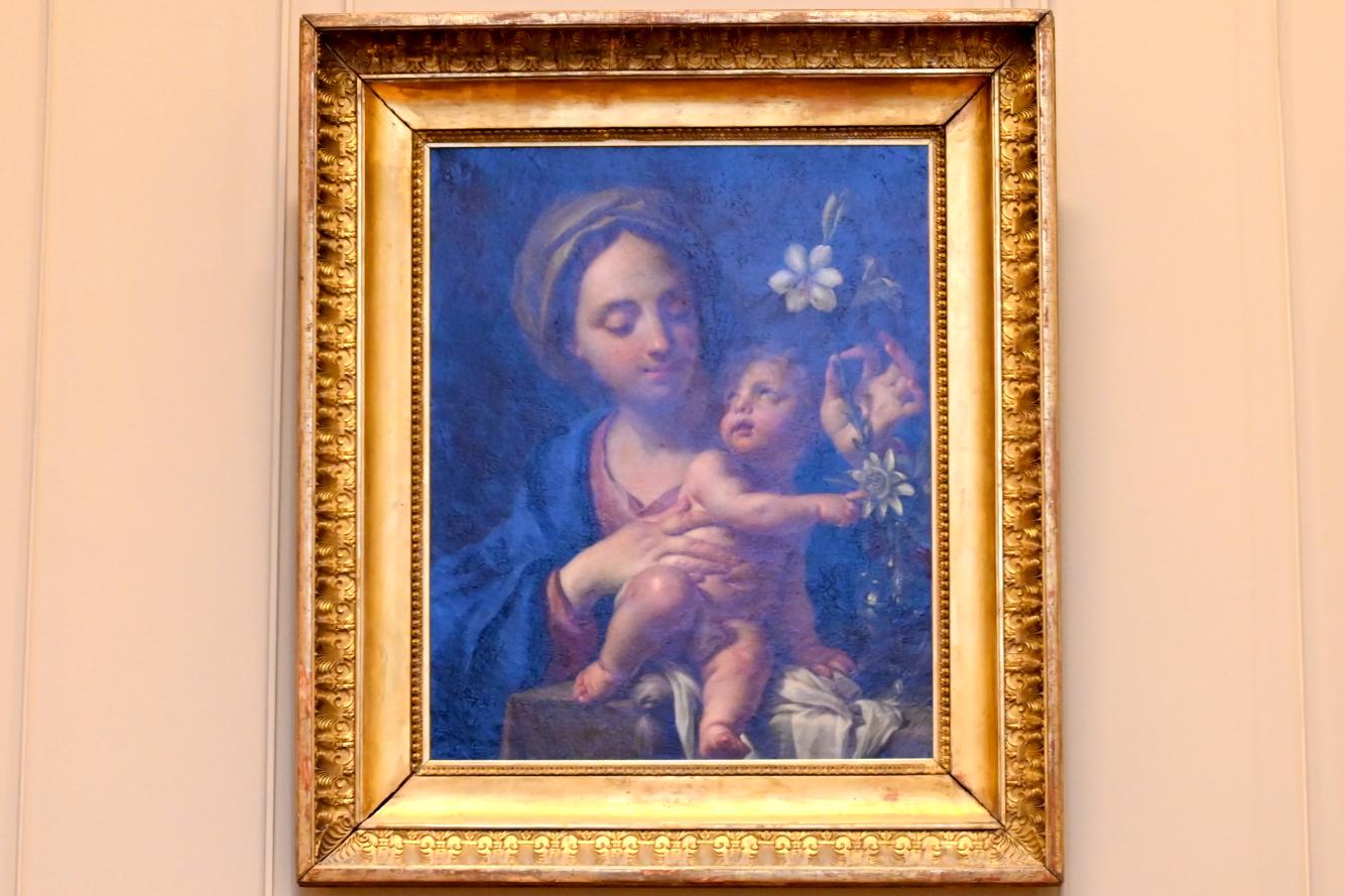 Francesco Trevisani (1705–1737), Das Jesuskind zeigt der Jungfrau die Blumen der Passion, Paris, Musée du Louvre, Saal 722, um 1690–1745