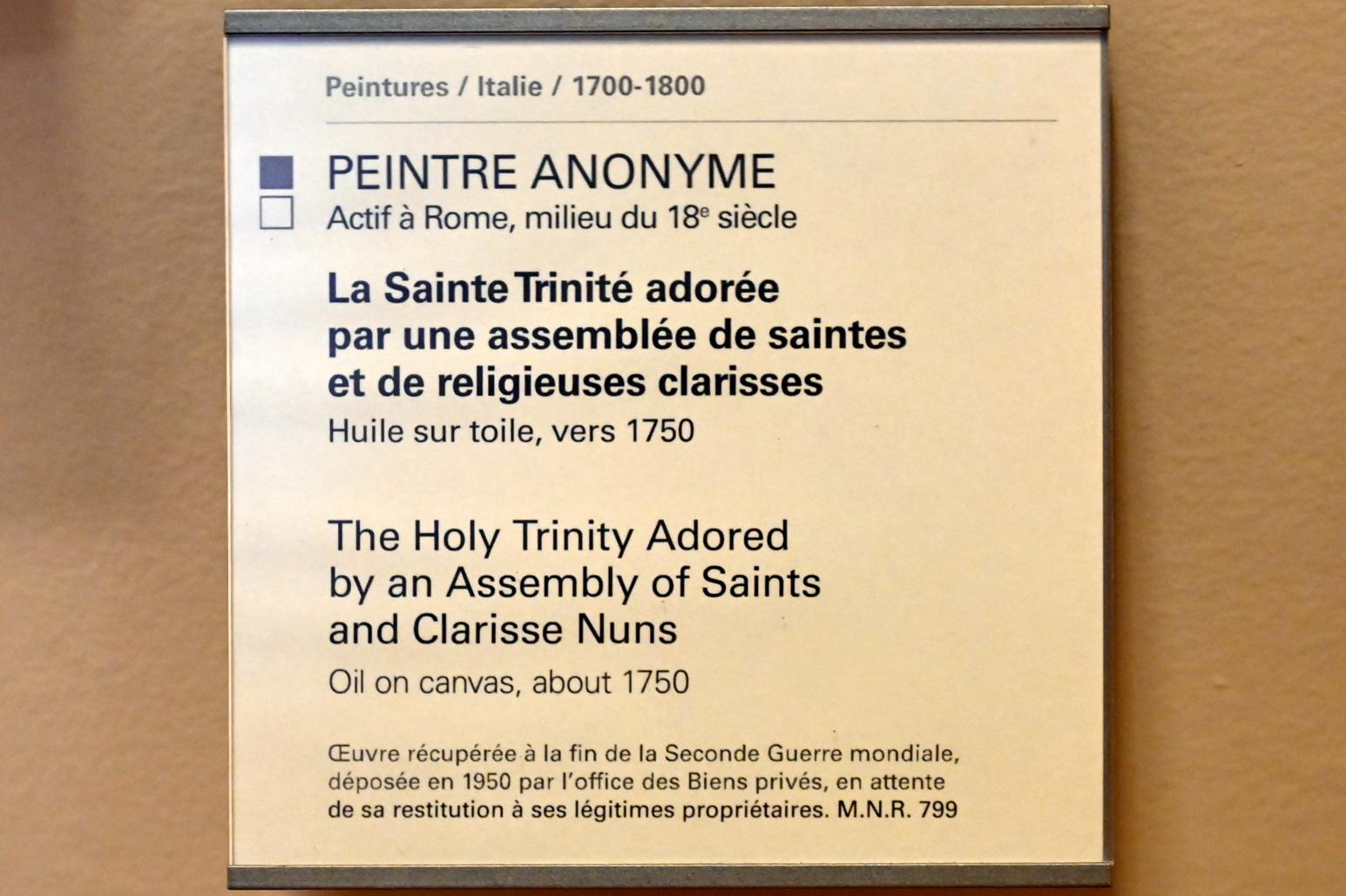 Anbetung der Heiligen Dreifaltigkeit von Heiligen und Klarissenschwestern, Paris, Musée du Louvre, Saal 722, um 1750, Bild 2/2
