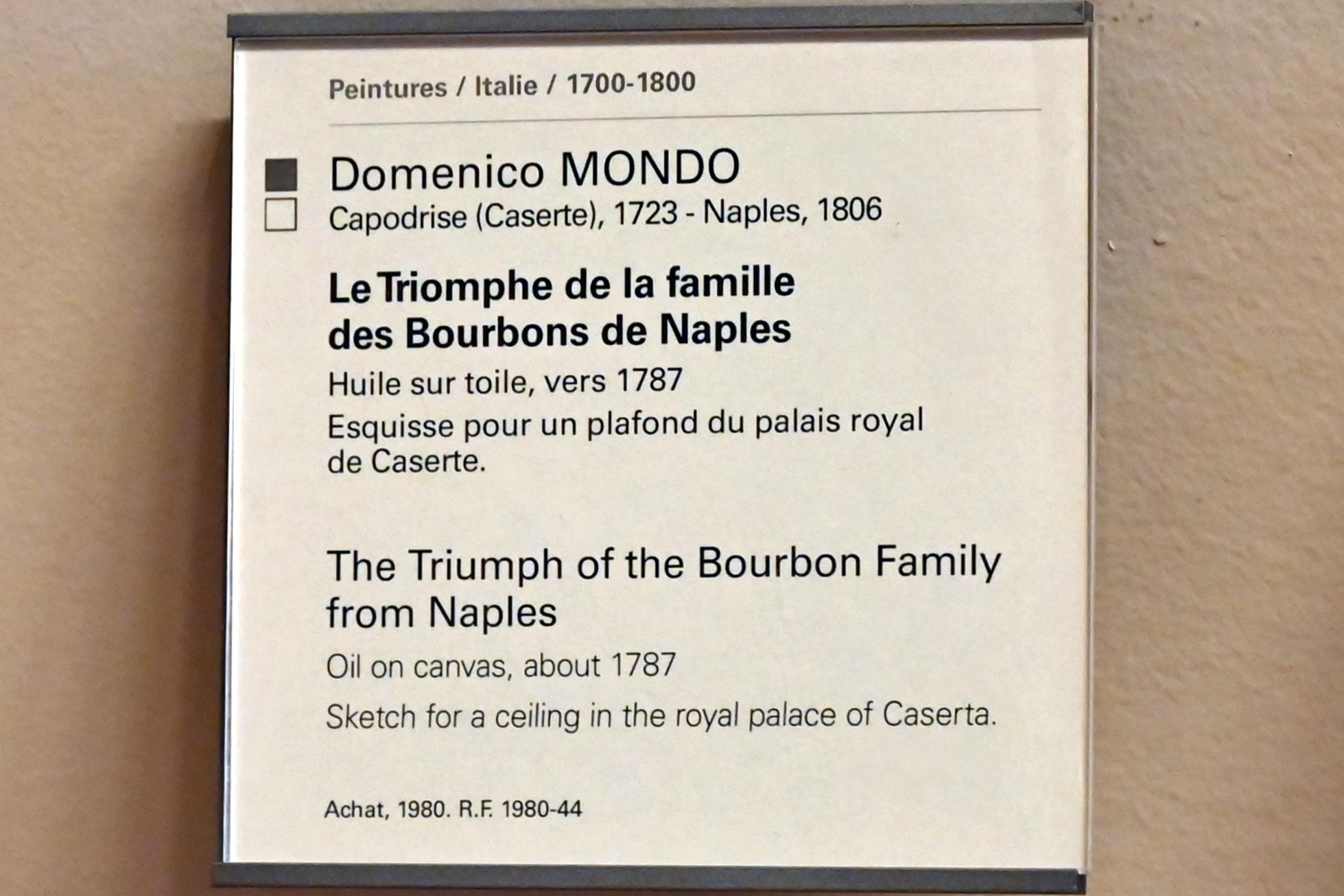 Domenico Mondo (1787), Der Triumph der Bourbonenfamilie von Neapel, Paris, Musée du Louvre, Saal 722, um 1787, Bild 2/2
