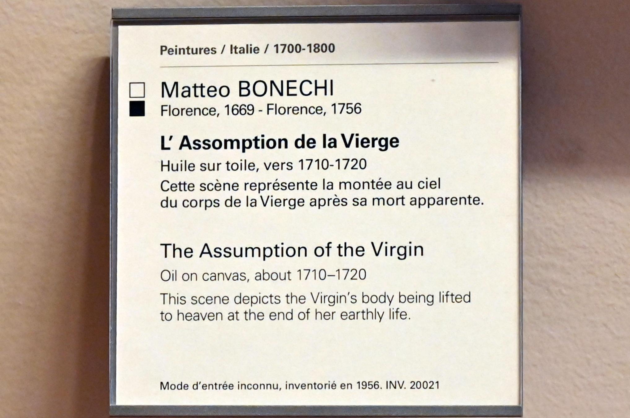Matteo Bonechi (1715), Aufnahme Mariens in den Himmel, Paris, Musée du Louvre, Saal 722, um 1710–1720, Bild 2/2
