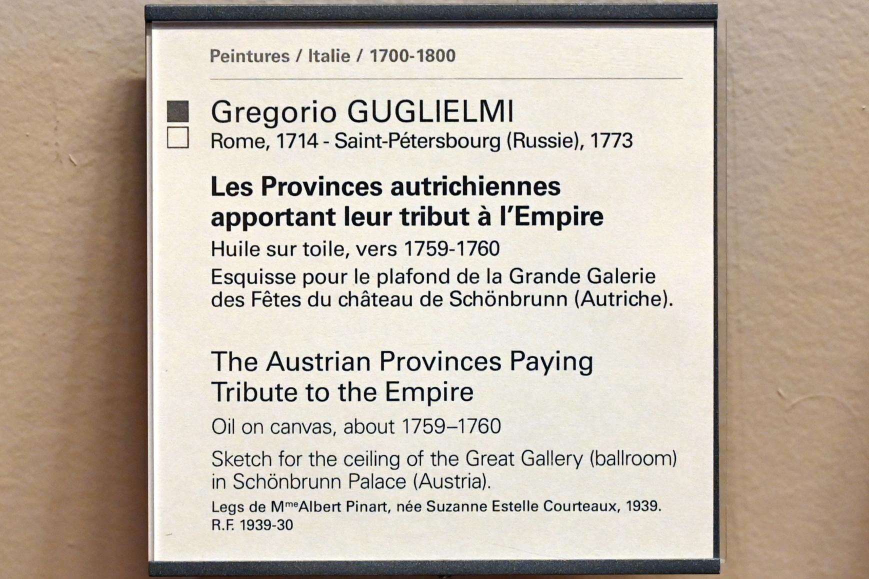 Gregorio Guglielmi (1755–1766), Die österreichischen Länder zollen dem Kaiserreich Ihren Tribut, Paris, Musée du Louvre, Saal 722, um 1759–1760, Bild 2/2