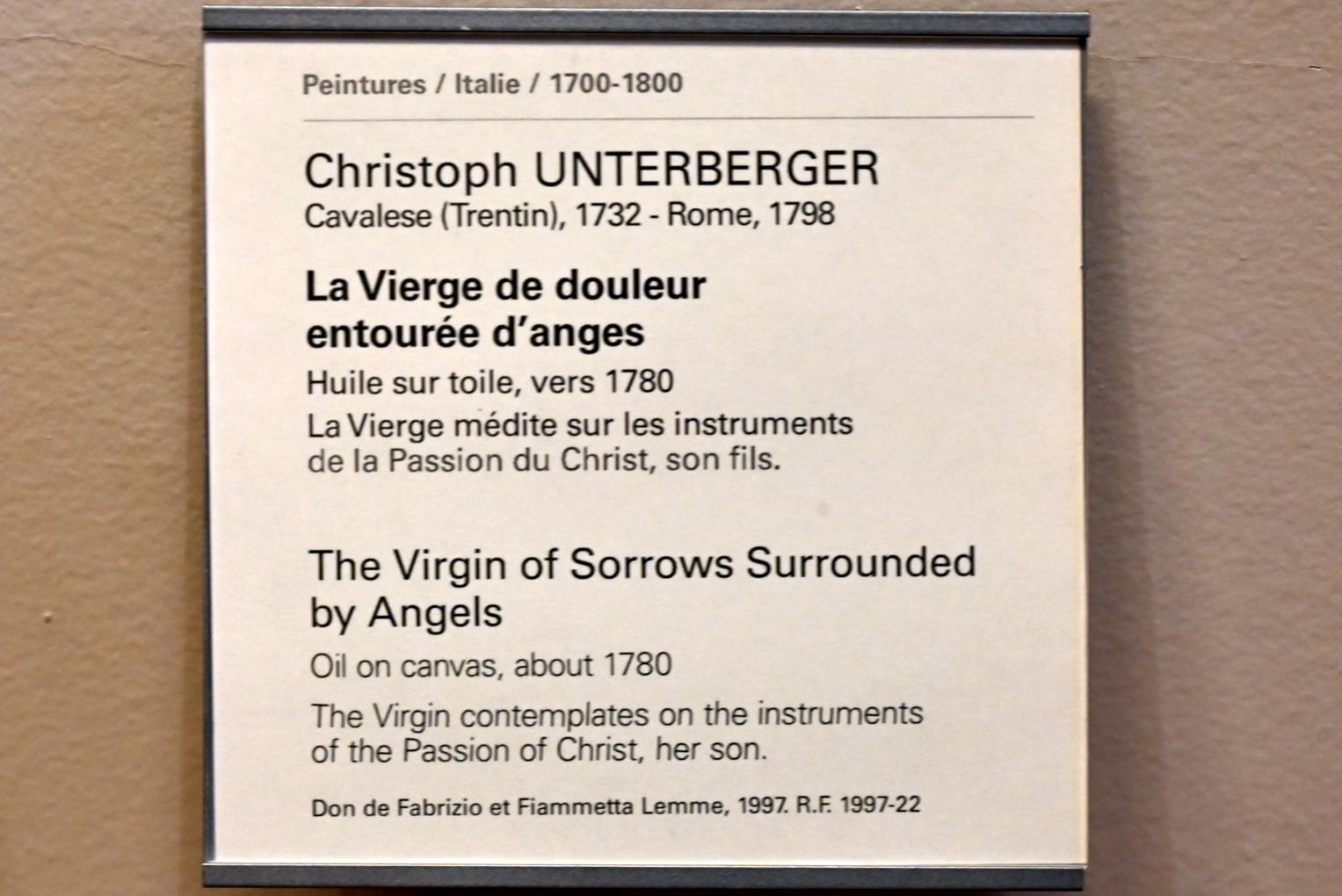 Christopher (Cristoforo) Unterberger (1777–1794), Die Schmerzensmutter umgeben von Engeln, Paris, Musée du Louvre, Saal 722, um 1780, Bild 2/2