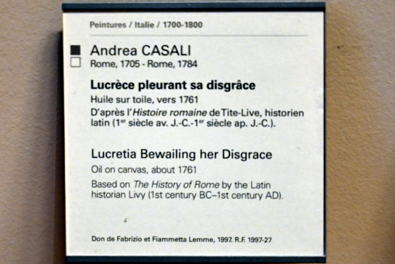 Andrea Casali (1761), Lucretia beklagt ihre Schande, Paris, Musée du Louvre, Saal 721, um 1761, Bild 2/2