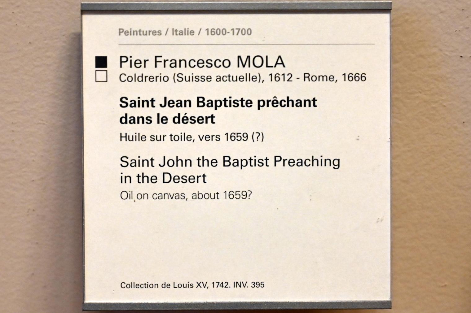 Pier Francesco Mola (1632–1660), Predigt Johannes des Täufers in der Wüste, Paris, Musée du Louvre, Saal 721, um 1659, Bild 2/2