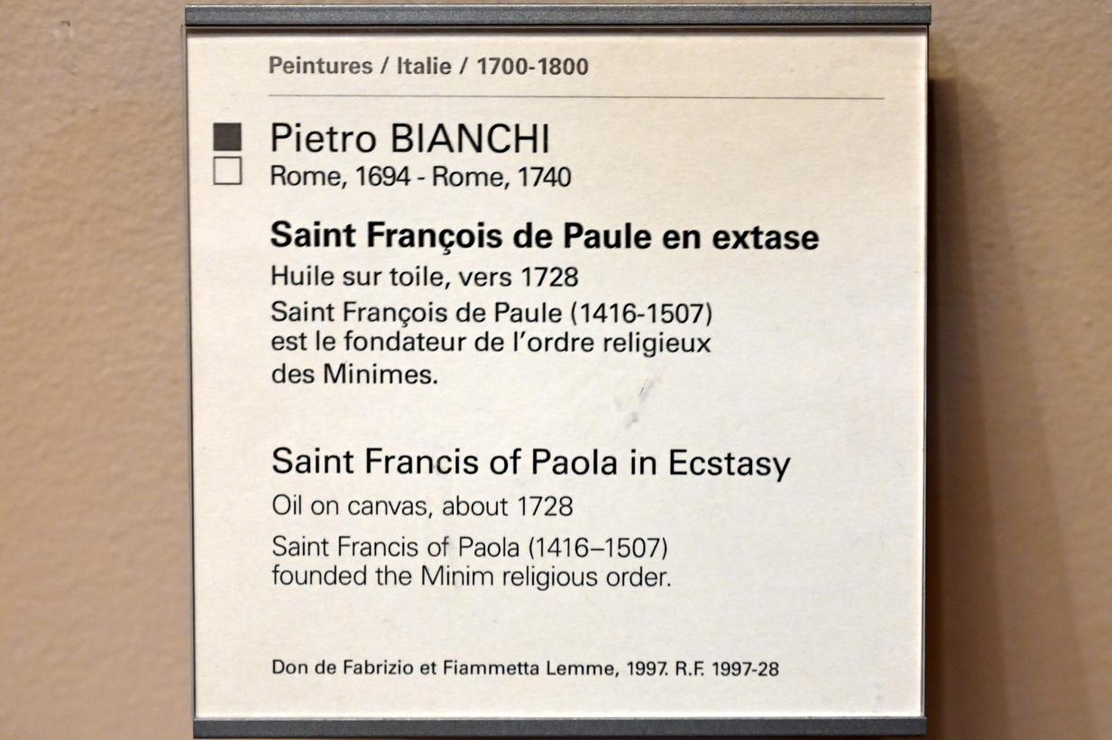 Pietro Bianchi (1728), Der heilige Franz von Paola in Ekstase, Paris, Musée du Louvre, Saal 721, um 1728, Bild 2/2