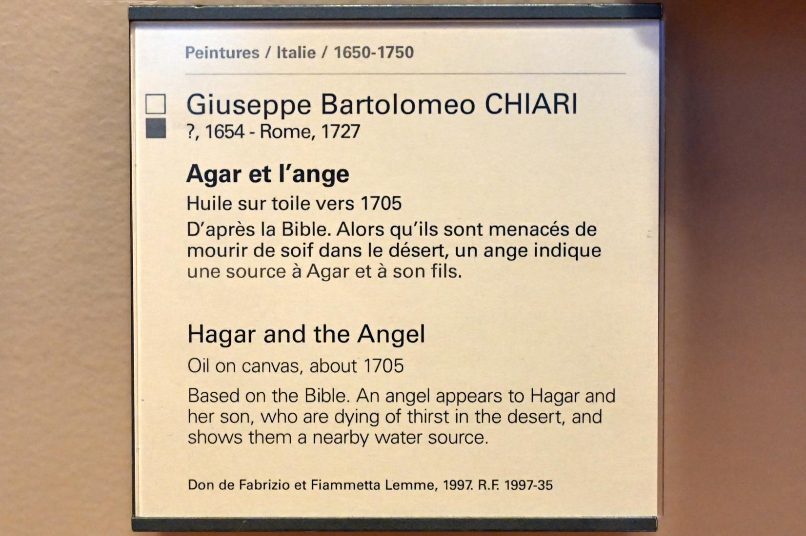 Giuseppe Bartolomeo Chiari (1705–1714), Hagar und der Engel, Paris, Musée du Louvre, Saal 721, um 1705, Bild 2/2