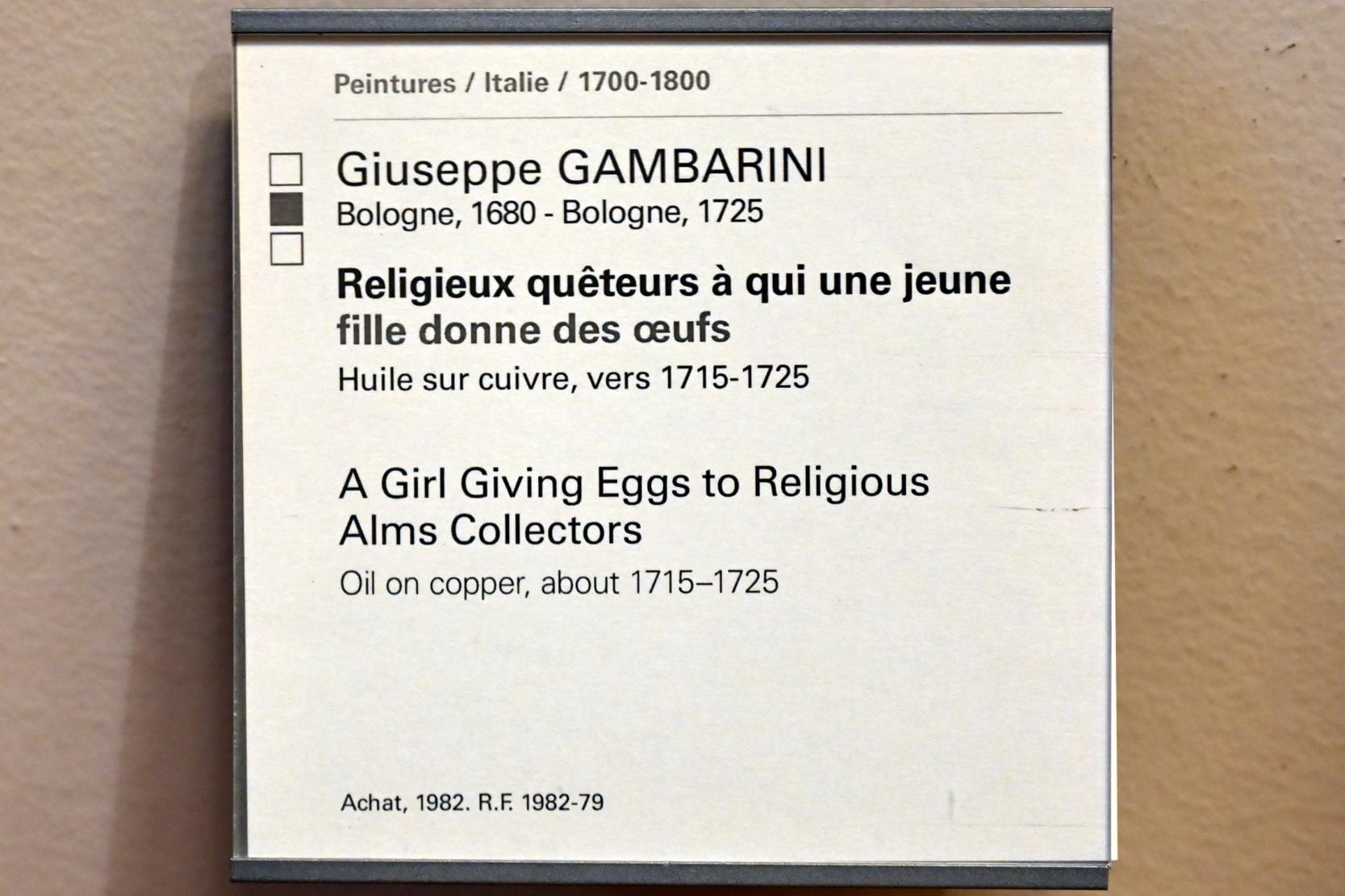 Giuseppe Gambarini (1719–1723), Religiöse Almosensammler, denen ein junges Mädchen Eier schenkt, Paris, Musée du Louvre, Saal 720, um 1715–1725, Bild 2/2
