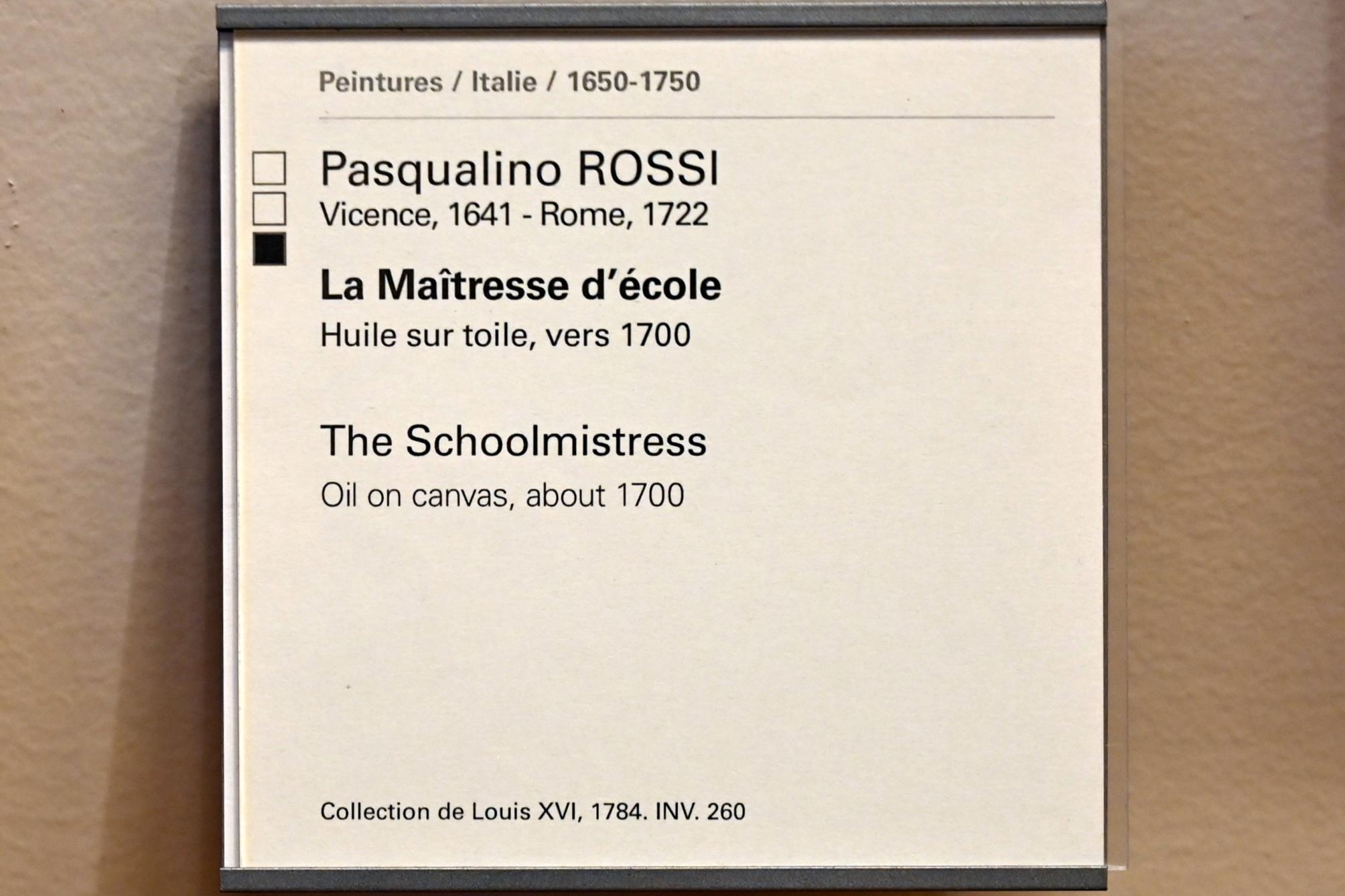 Pasquale de’ Rossi (1695–1700), Die Schulmeisterin, Paris, Musée du Louvre, Saal 720, um 1700, Bild 2/2