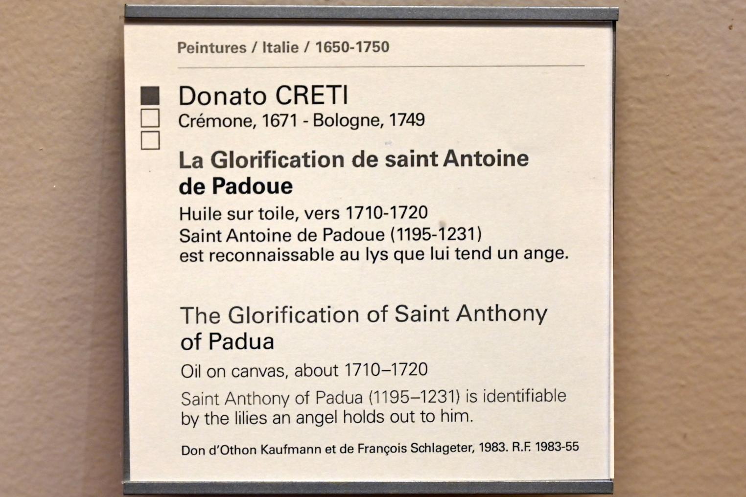 Donato Creti (1707–1729), Die Verherrlichung des Heiligen Antonius von Padua, Paris, Musée du Louvre, Saal 720, um 1710–1720, Bild 2/2