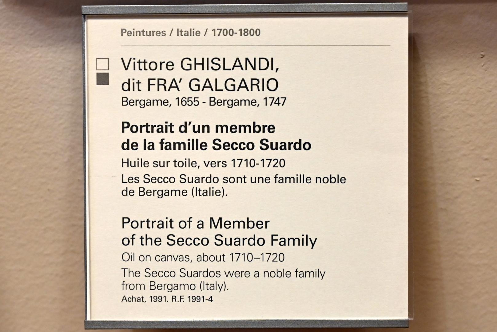Fra Galgario (Giuseppe Vittore Ghislandi) (1715–1737), Porträt eines Mitglieds der Familie Secco Suardo, Paris, Musée du Louvre, Saal 720, um 1710–1720, Bild 2/2