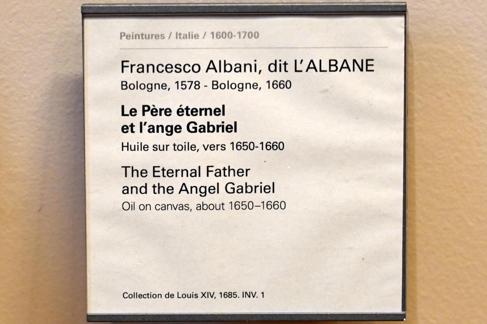 Francesco Albani (1599–1655), Der Ewige Vater und der Engel Gabriel, Paris, Musée du Louvre, Saal 727, um 1650–1660, Bild 2/2