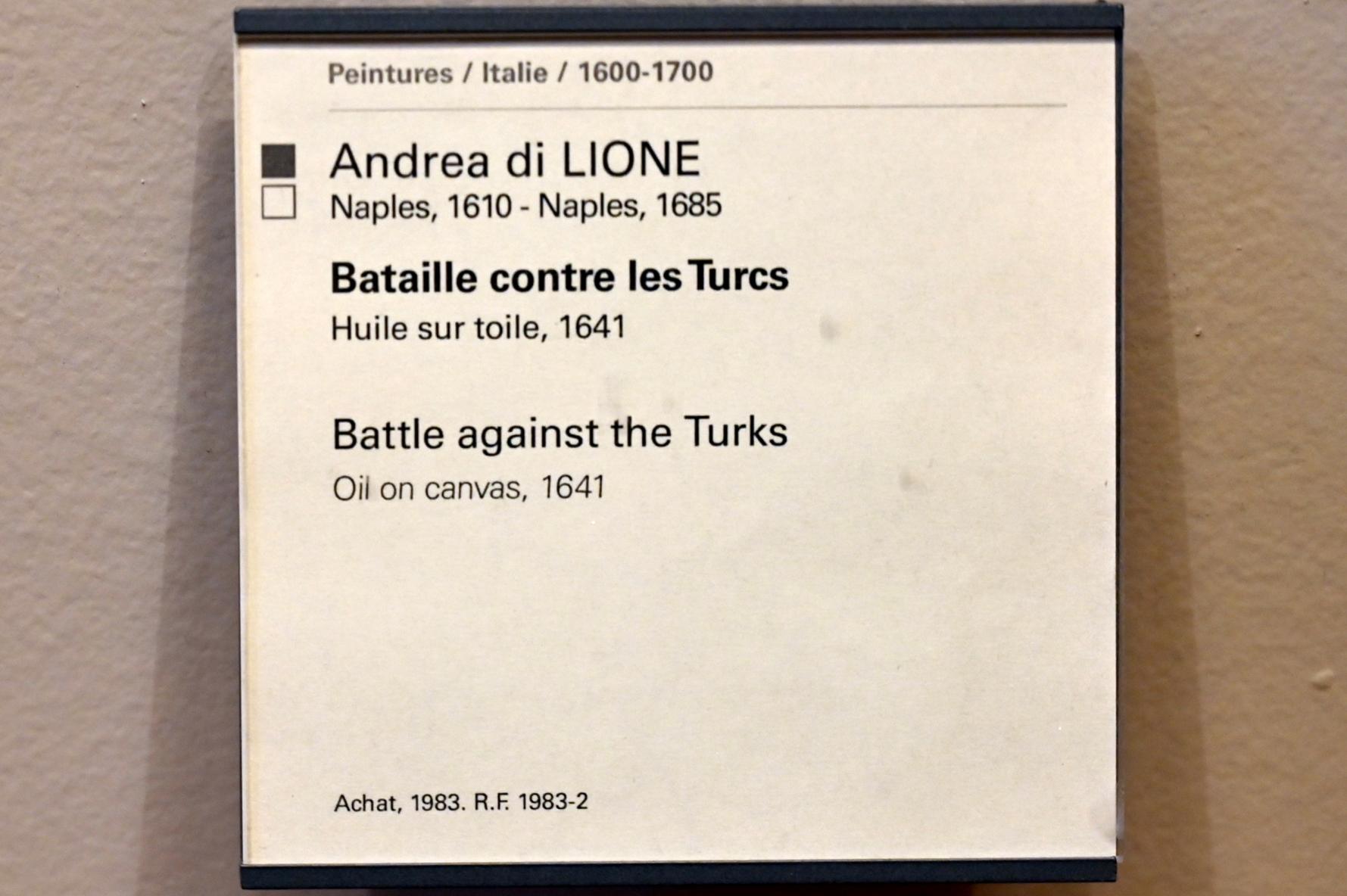 Andrea De Lione (1641), Schlacht gegen die Türken, Paris, Musée du Louvre, Saal 727, 1641, Bild 2/2