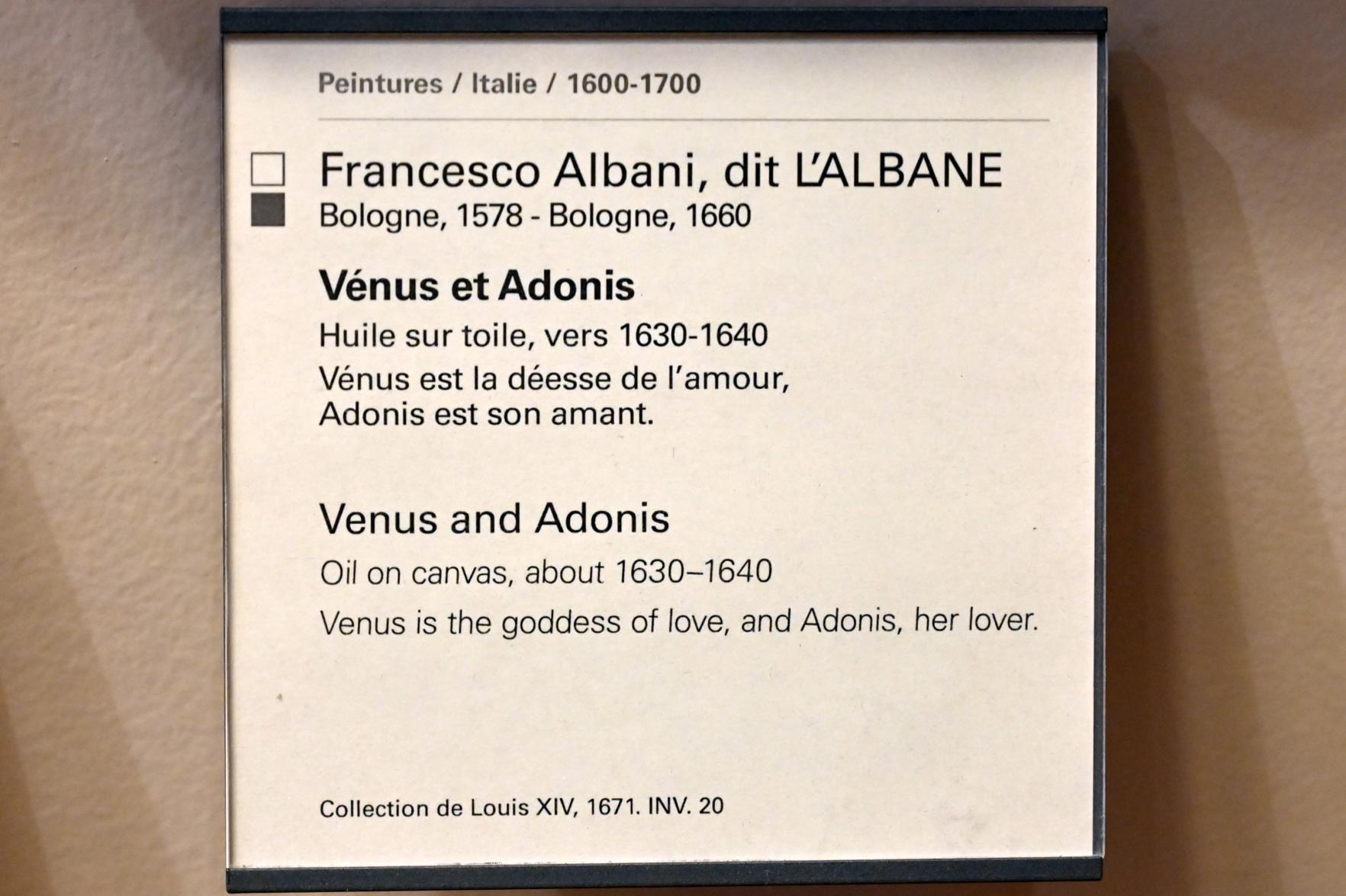 Francesco Albani (1599–1655), Venus und Adonis, Paris, Musée du Louvre, Saal 727, um 1630–1640, Bild 2/2