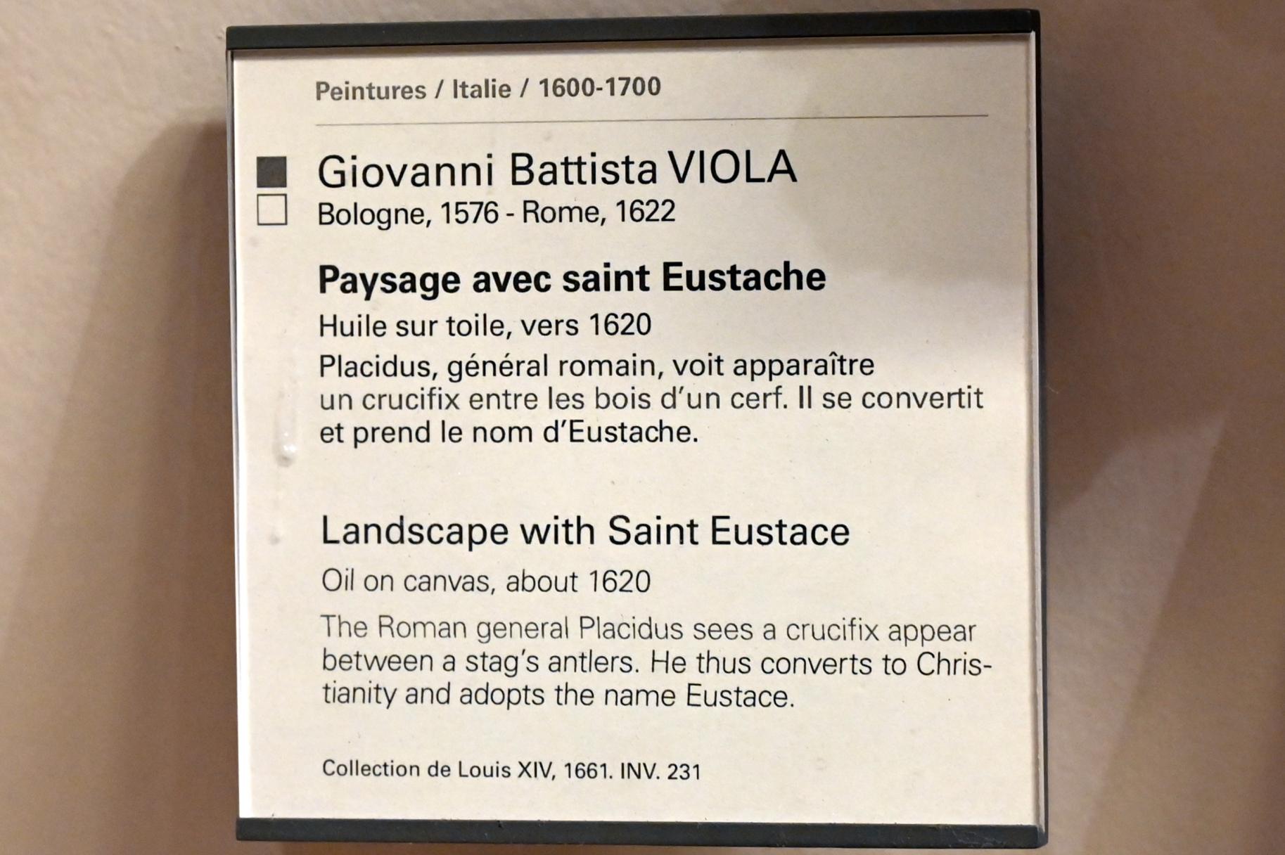 Giovanni Battista Viola (1600–1620), Landschaft mit dem Heiligen Eustachius, Paris, Musée du Louvre, Saal 727, um 1620, Bild 2/2