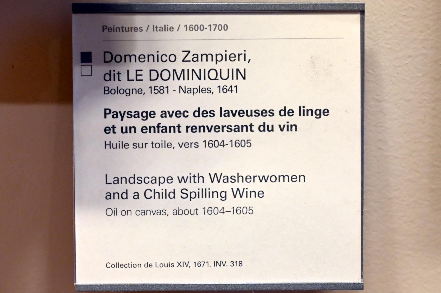 Domenichino (Domenico Zampieri) (1602–1627), Landschaft mit Wäscherinnen und einem Kind, das Wein verschüttet, Paris, Musée du Louvre, Saal 727, um 1604–1605, Bild 2/2