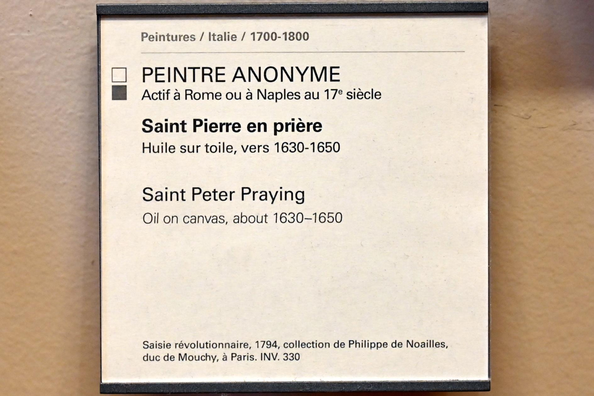Apostel Petrus im Gebet, Paris, Musée du Louvre, Saal 728, um 1630–1650, Bild 2/2