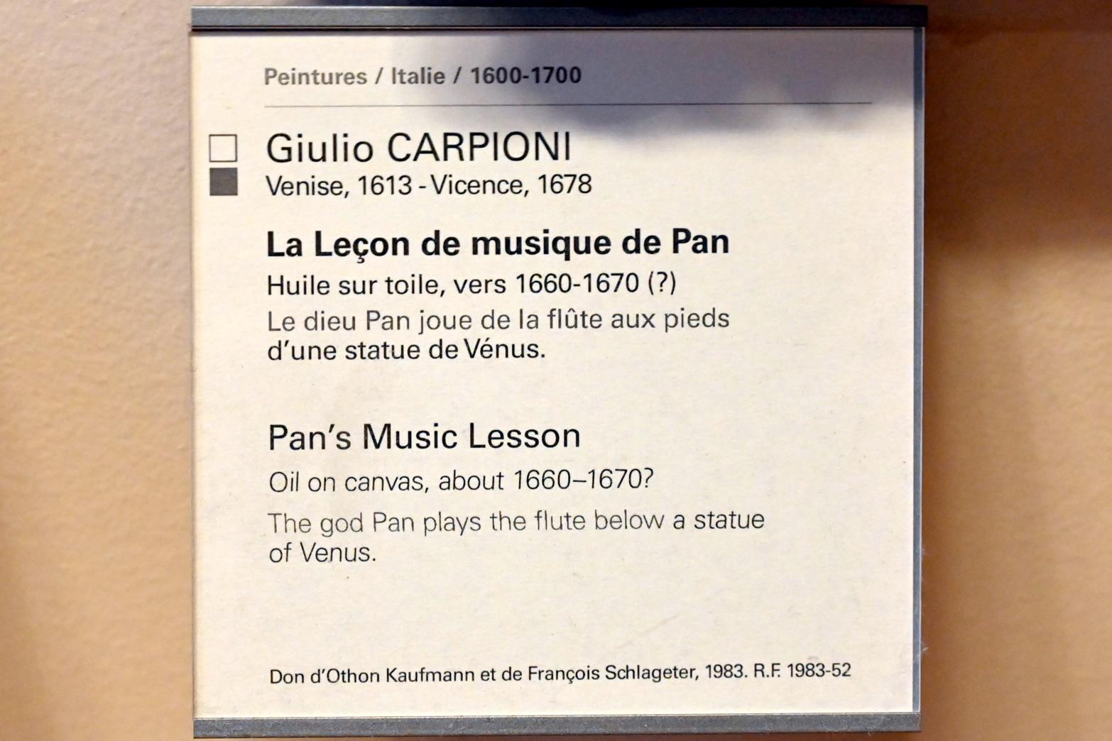 Giulio Carpioni (1659–1665), Pans Musikstunde, Paris, Musée du Louvre, Saal 728, um 1660–1670, Bild 2/2