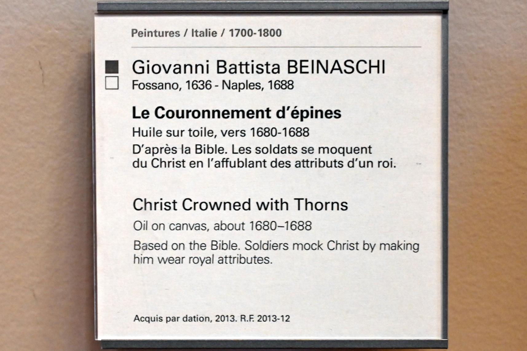 Giovanni Battista Benaschi (Beinaschi) (1684), Dornenkrönung Christi, Paris, Musée du Louvre, Saal 728, um 1680–1688, Bild 2/2