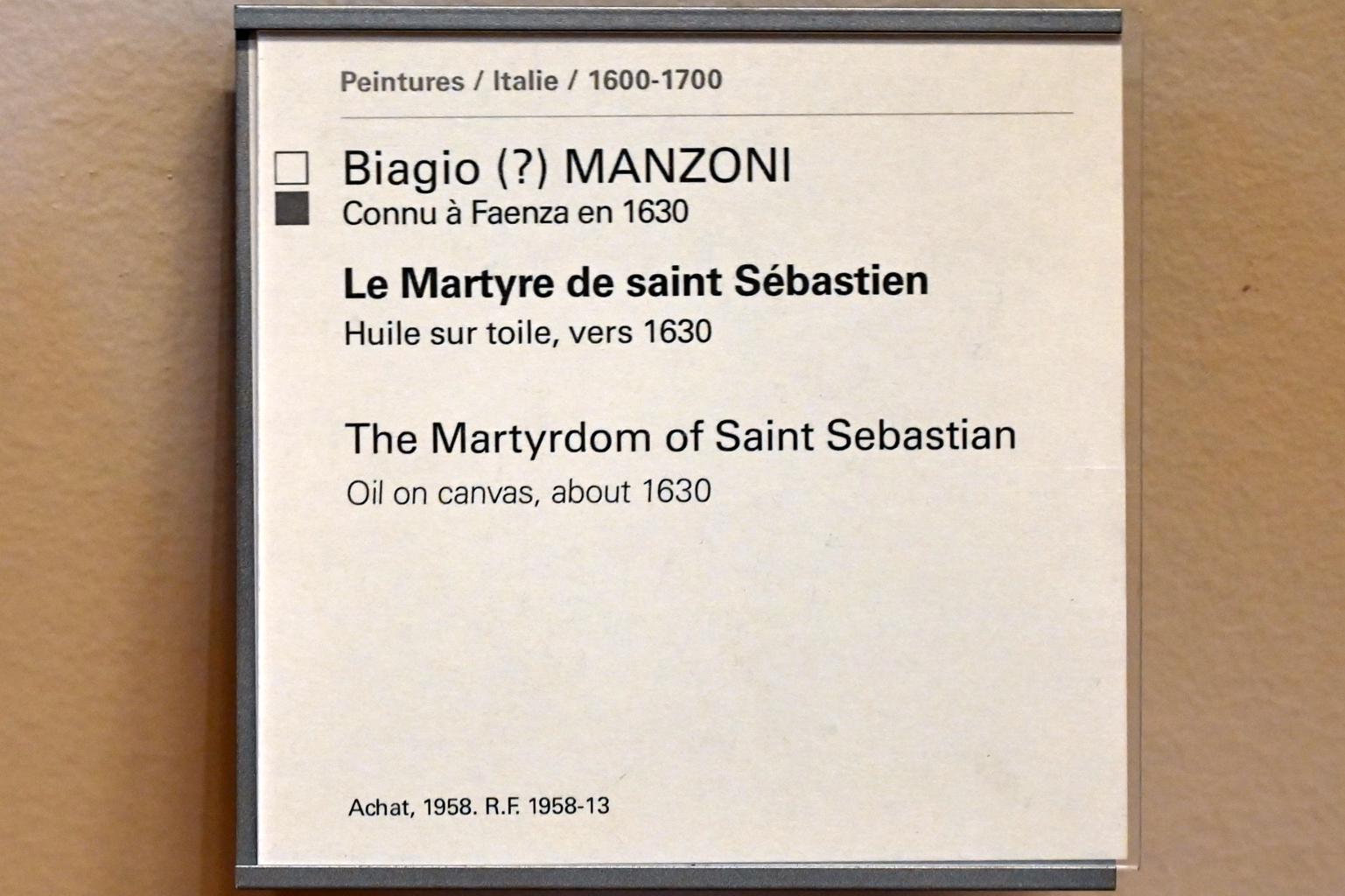 Biagio Manzoni (1630), Das Martyrium des Heiligen Sebastian, Paris, Musée du Louvre, Saal 728, um 1630, Bild 2/2